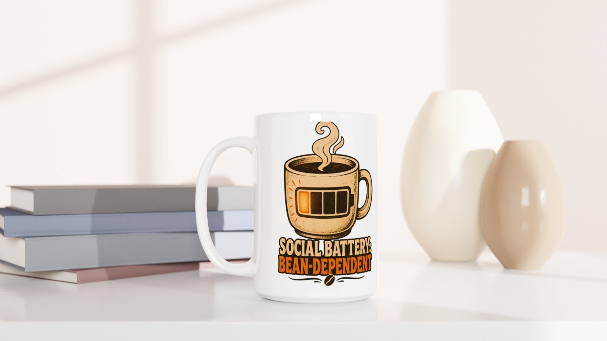 Social Battery: Bean-Dependent Graphic Large Mug — product view 6