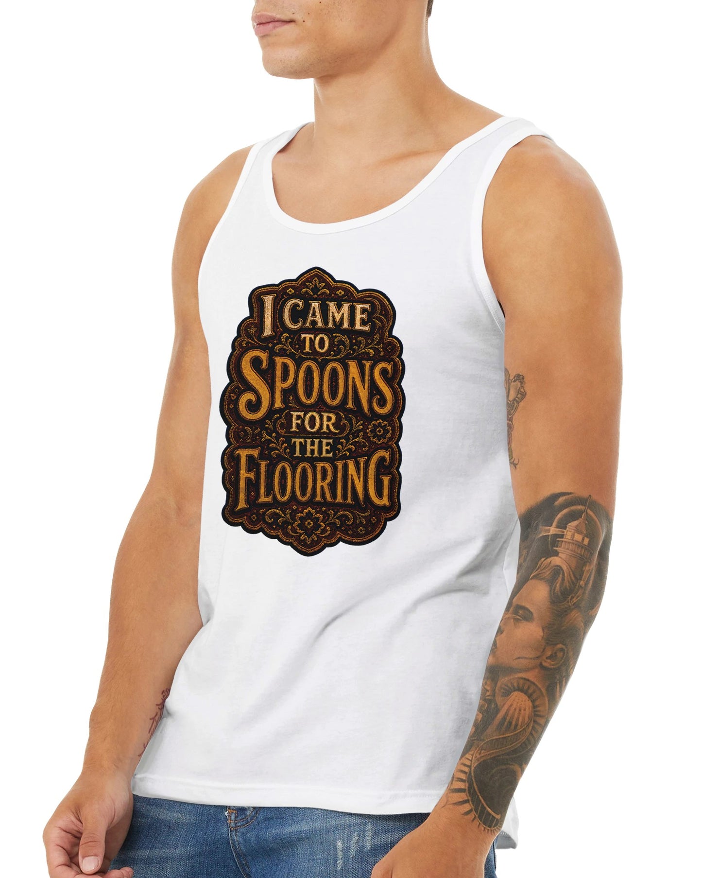 I Came to Spoons for the Flooring Premium Unisex Tank Top — product view 16