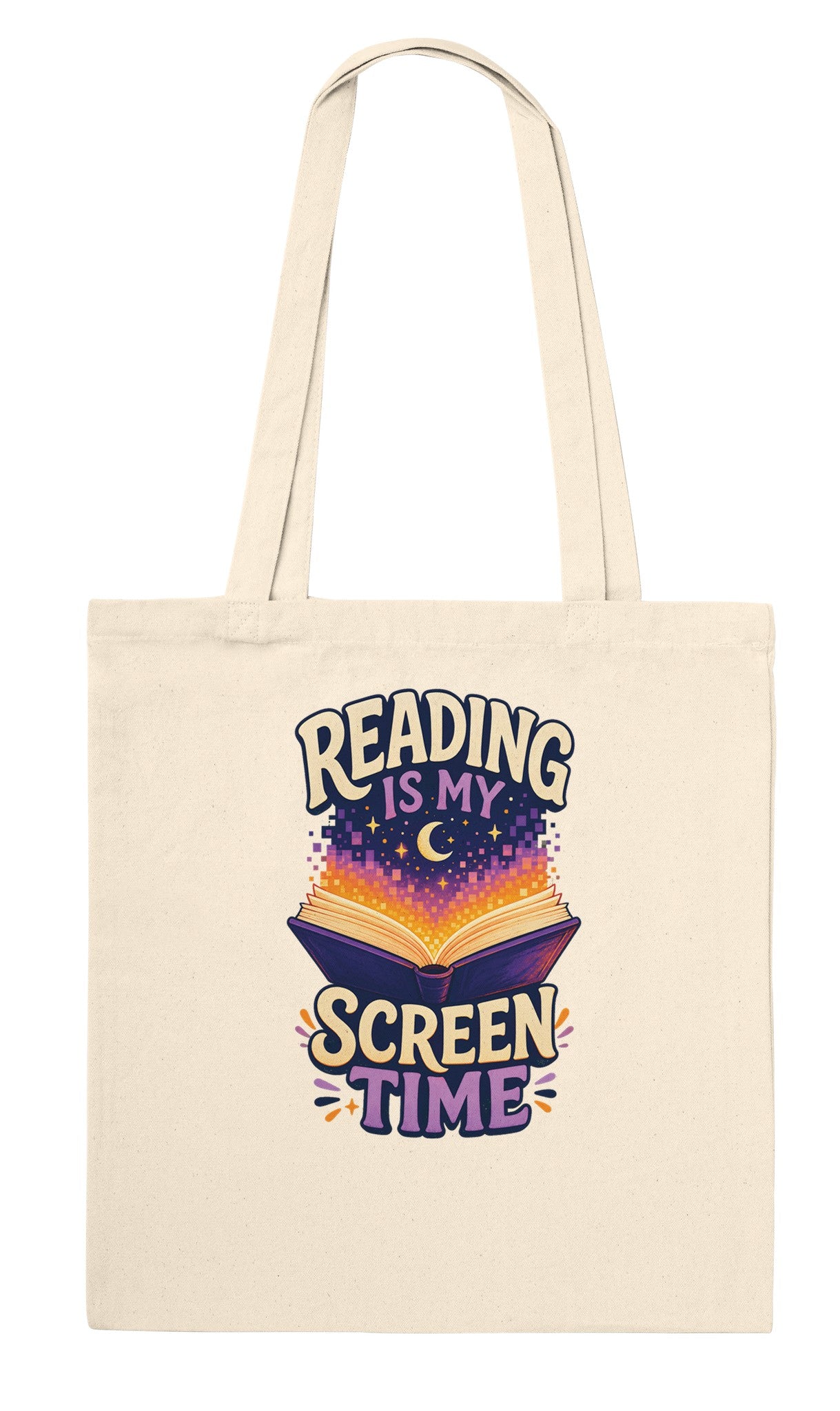 Reading Is My Screen Time Book Graphic Tote Bag — product view 6