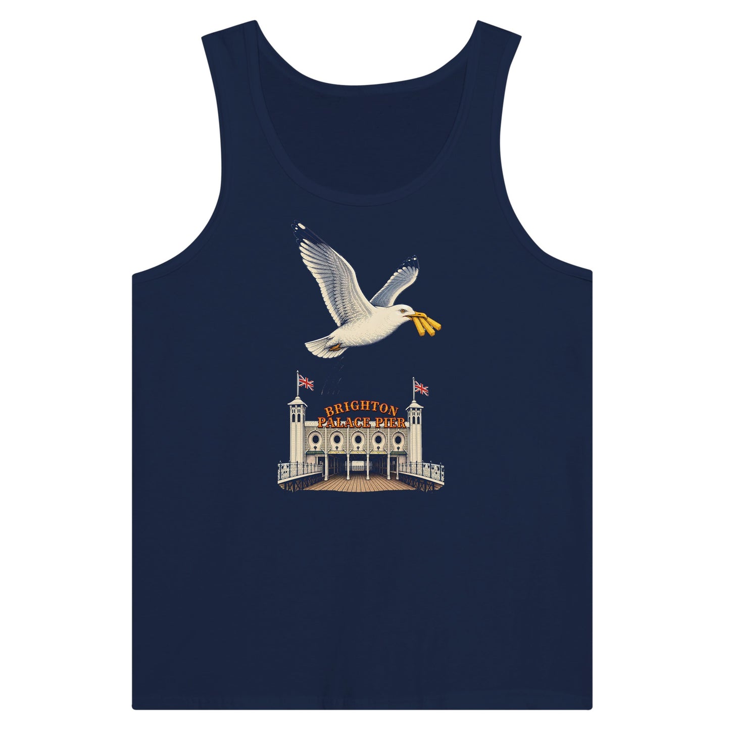Brighton Palace Pier Chip Heist Premium Unisex Tank Top — product view 9