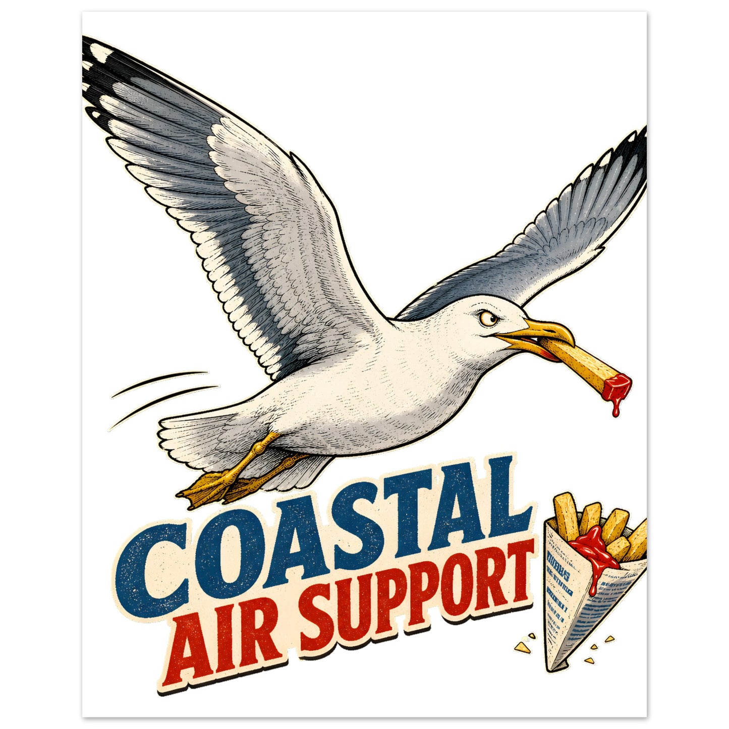 Coastal Air Support Seagull Graphic Aluminium Print — product view 2