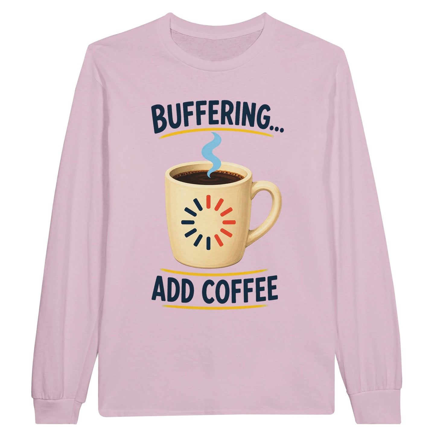 Buffering Brew — Add Coffee Tech Graphic Long-Sleeve T-shirt — product view 5