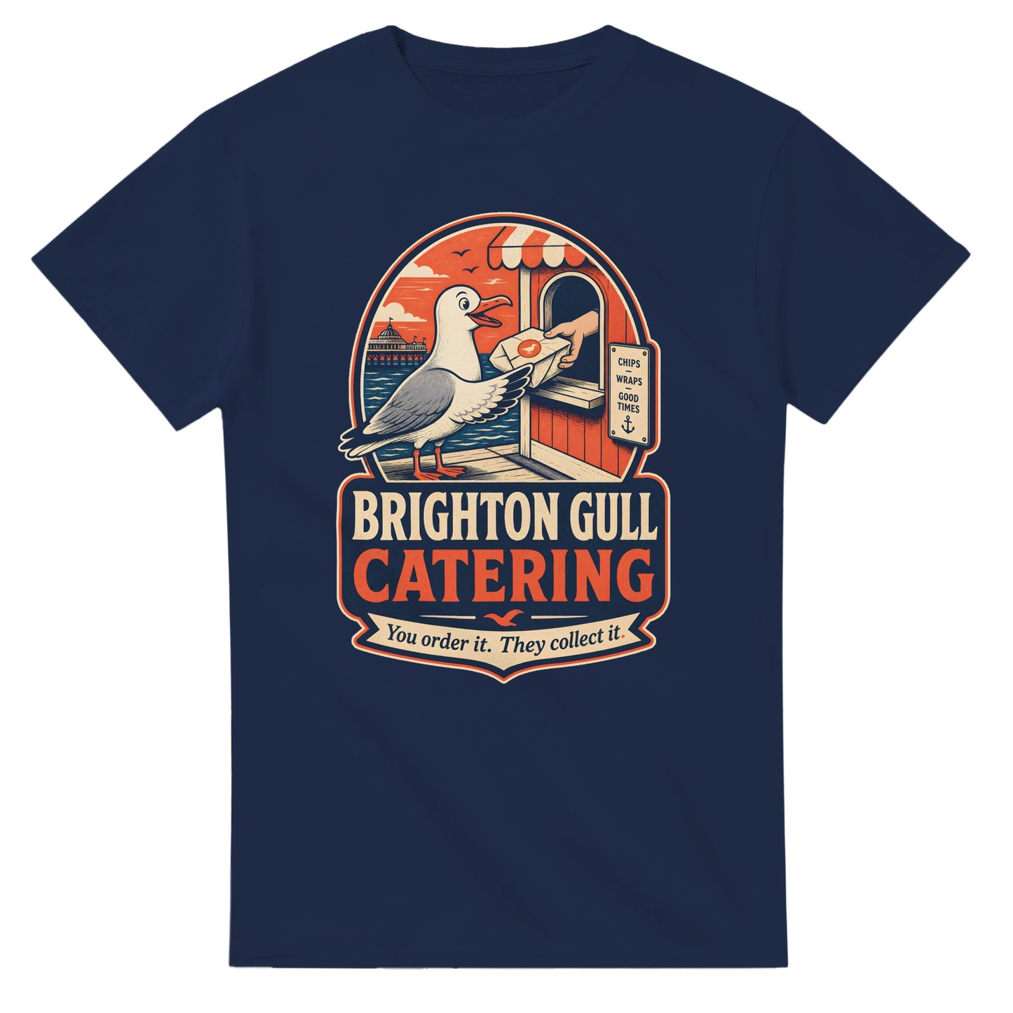 Brighton Gull Catering T-shirt — Illustrated — product view 5