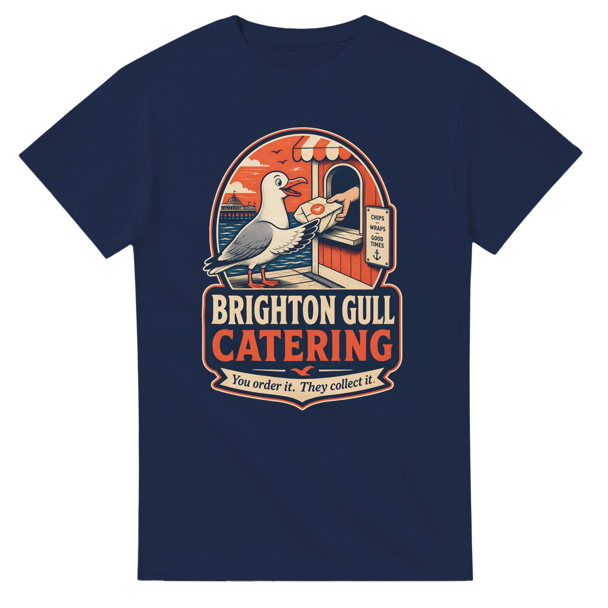 Brighton Gull Catering T-shirt — Illustrated — product view 5