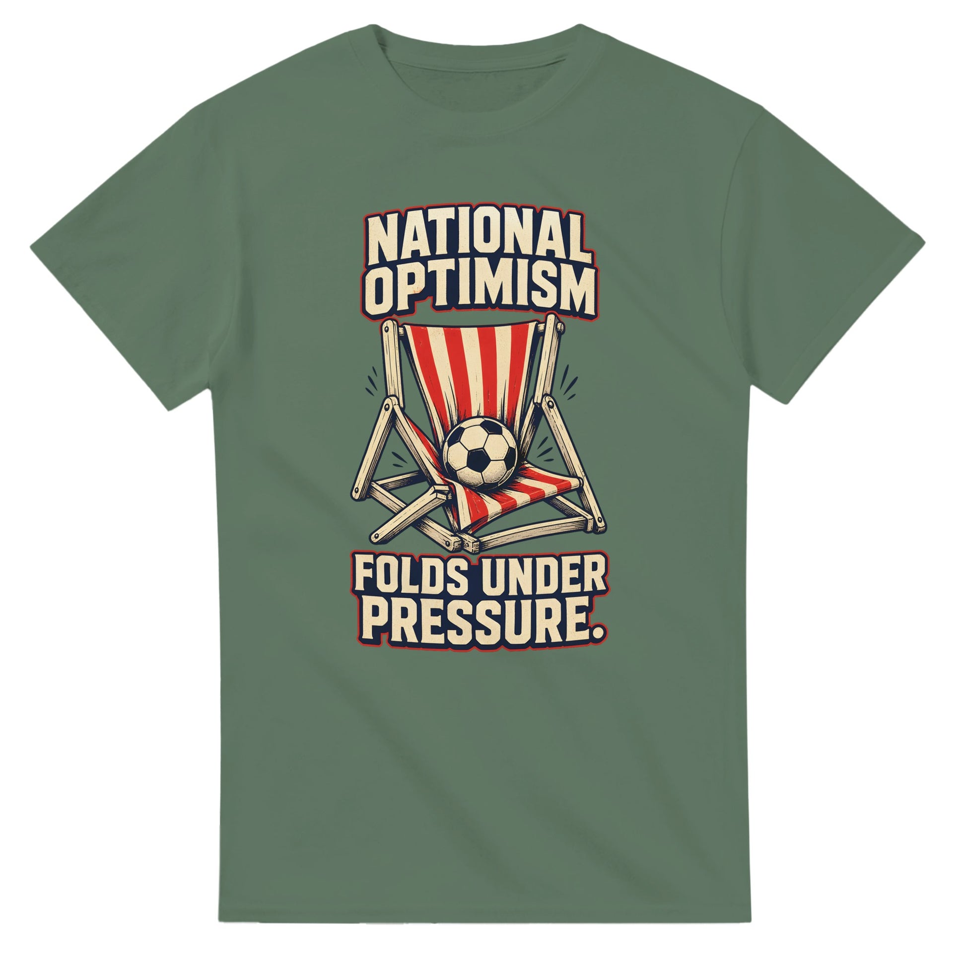 National Optimism Folds Under Pressure Football T-shirt — product view 13