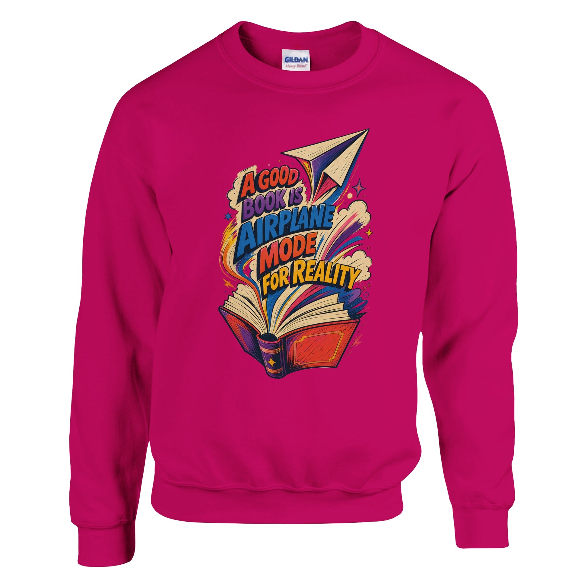 A Good Book Is Airplane Mode for Reality Sweatshirt — product view 2