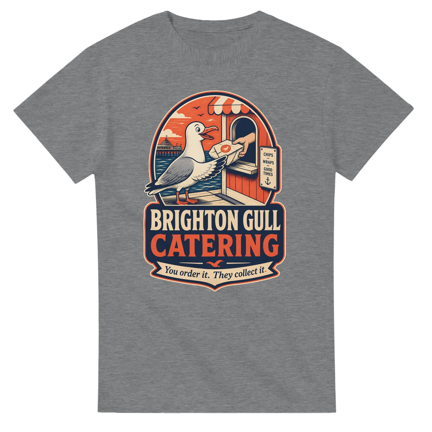 Brighton Gull Catering T-shirt — Illustrated — product view 12