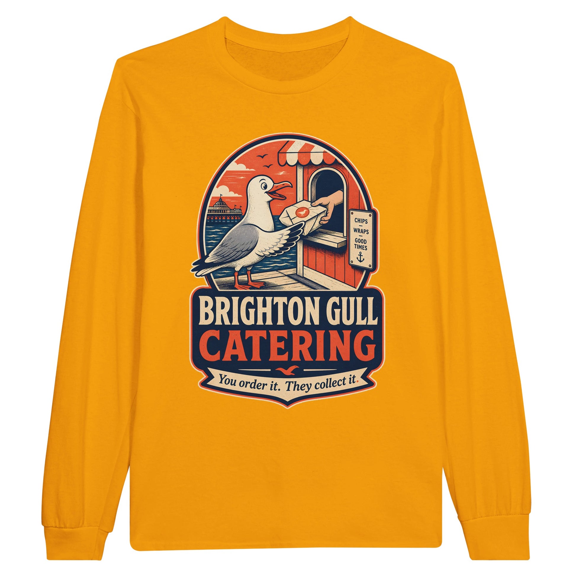 Brighton Gull Catering — Illustrated Long-Sleeve T-shirt — product view 4