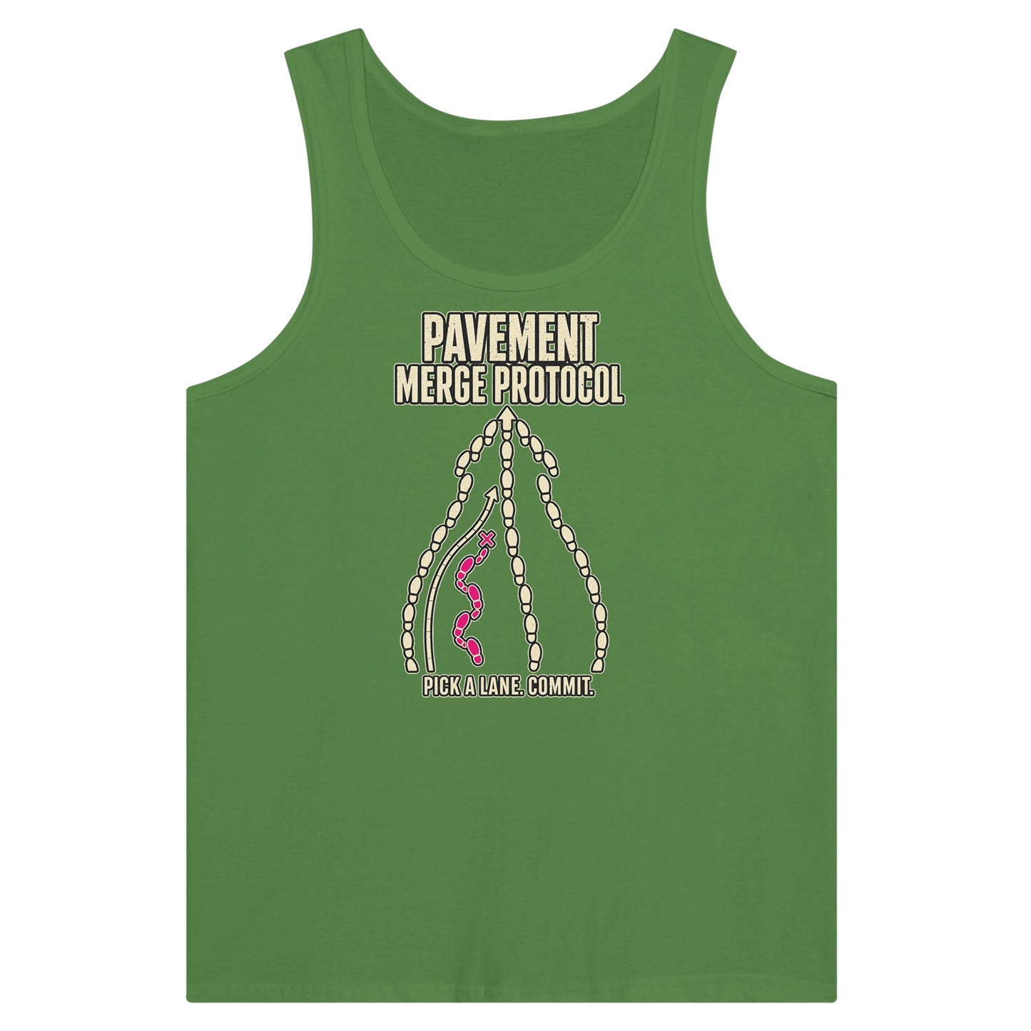 Pavement Merge Protocol — Pick a Lane Premium Unisex Tank Top — product view 13