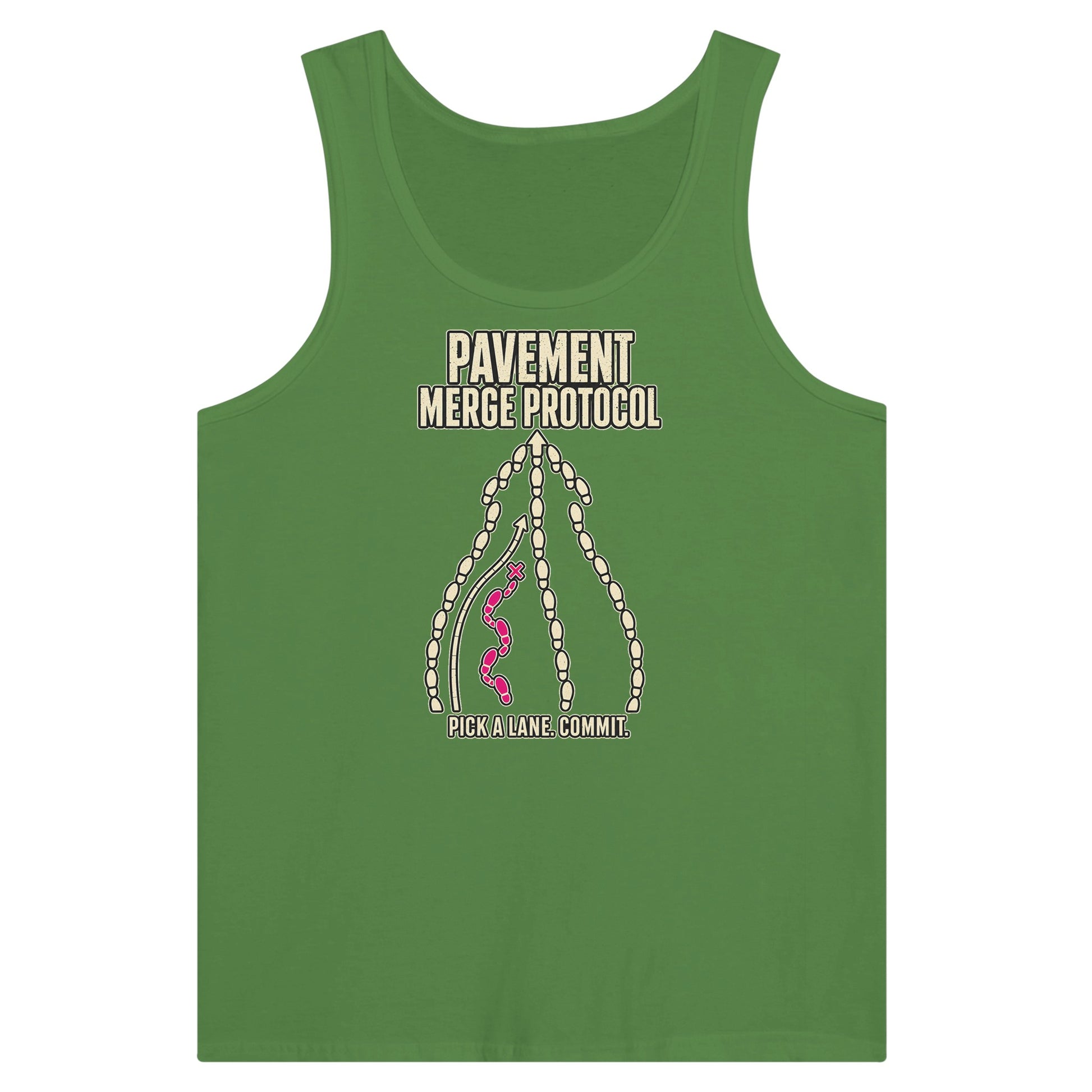 Pavement Merge Protocol — Pick a Lane Premium Unisex Tank Top — product view 13