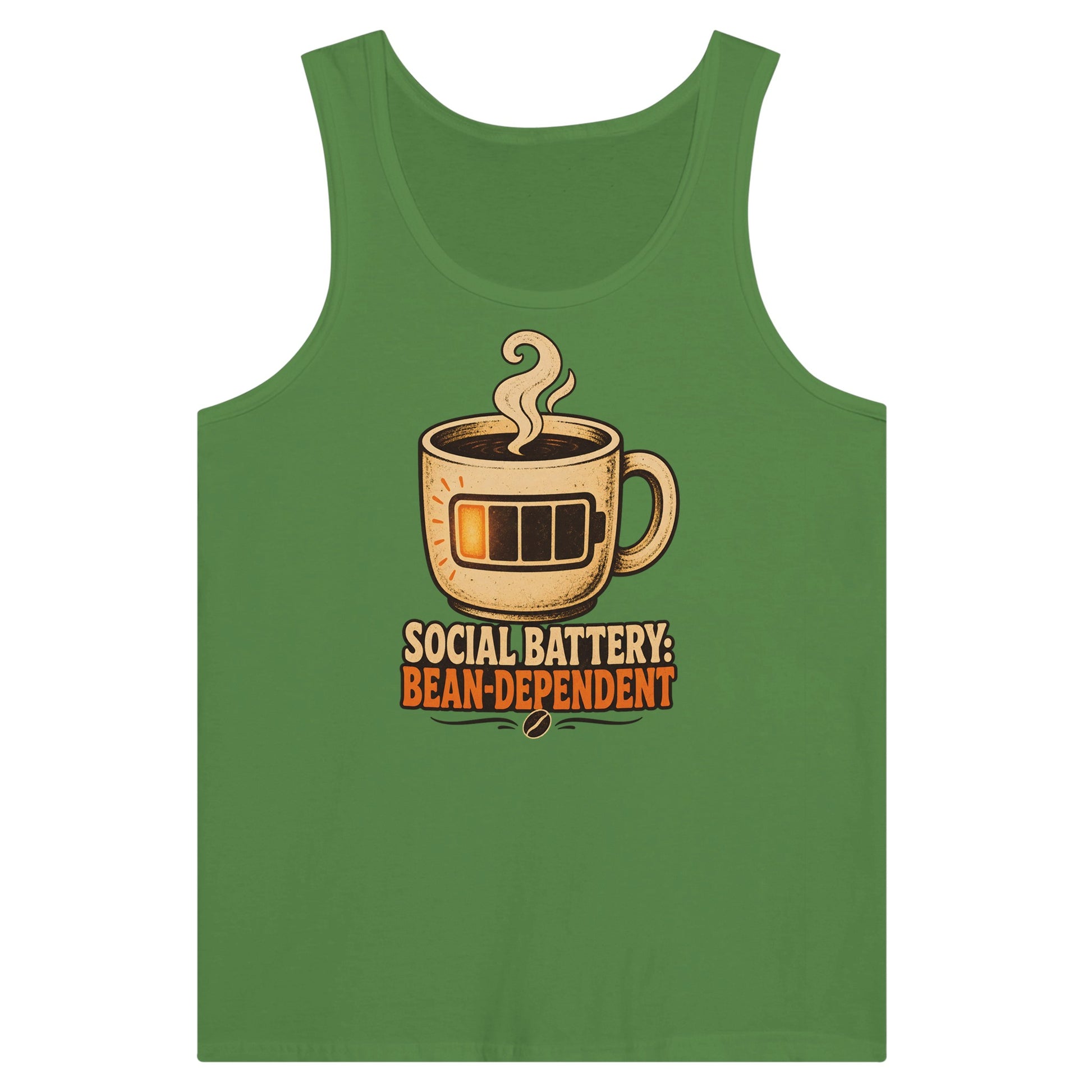 Social Battery: Bean-Dependent Graphic Premium Unisex Tank Top — product view 13