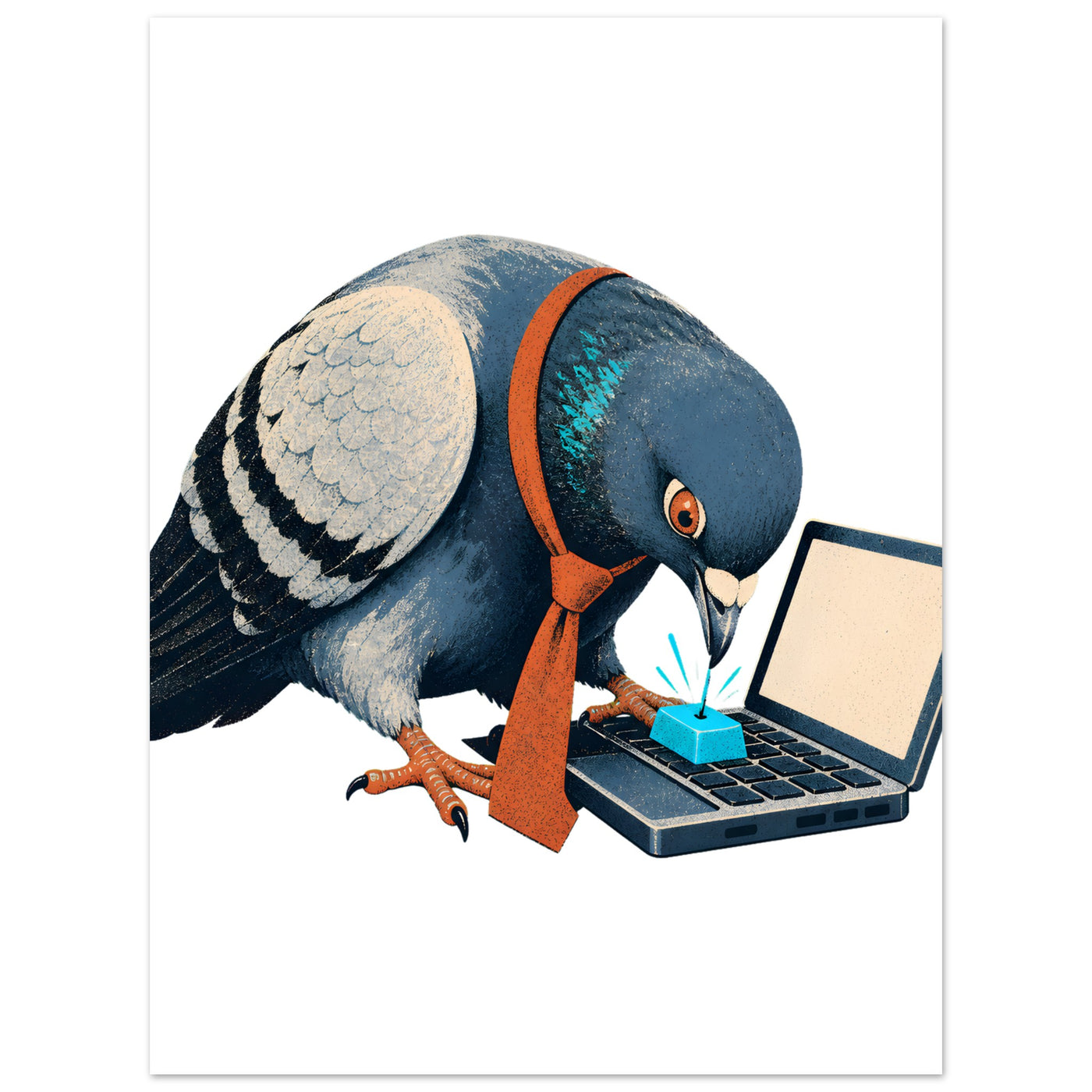 Pigeon Hits Send Aluminium Print