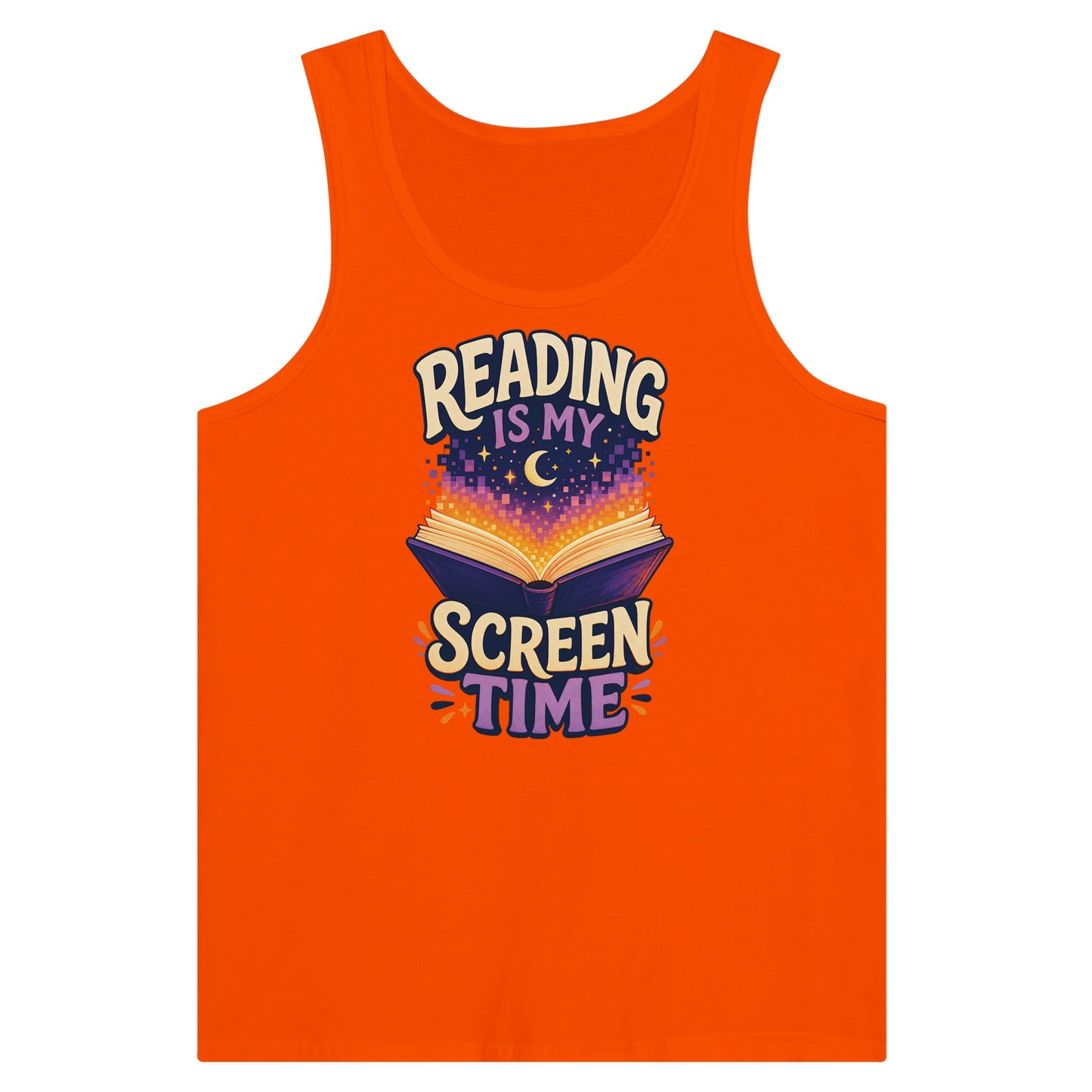Reading Is My Screen Time Book Graphic Premium Unisex Tank Top — product view 7