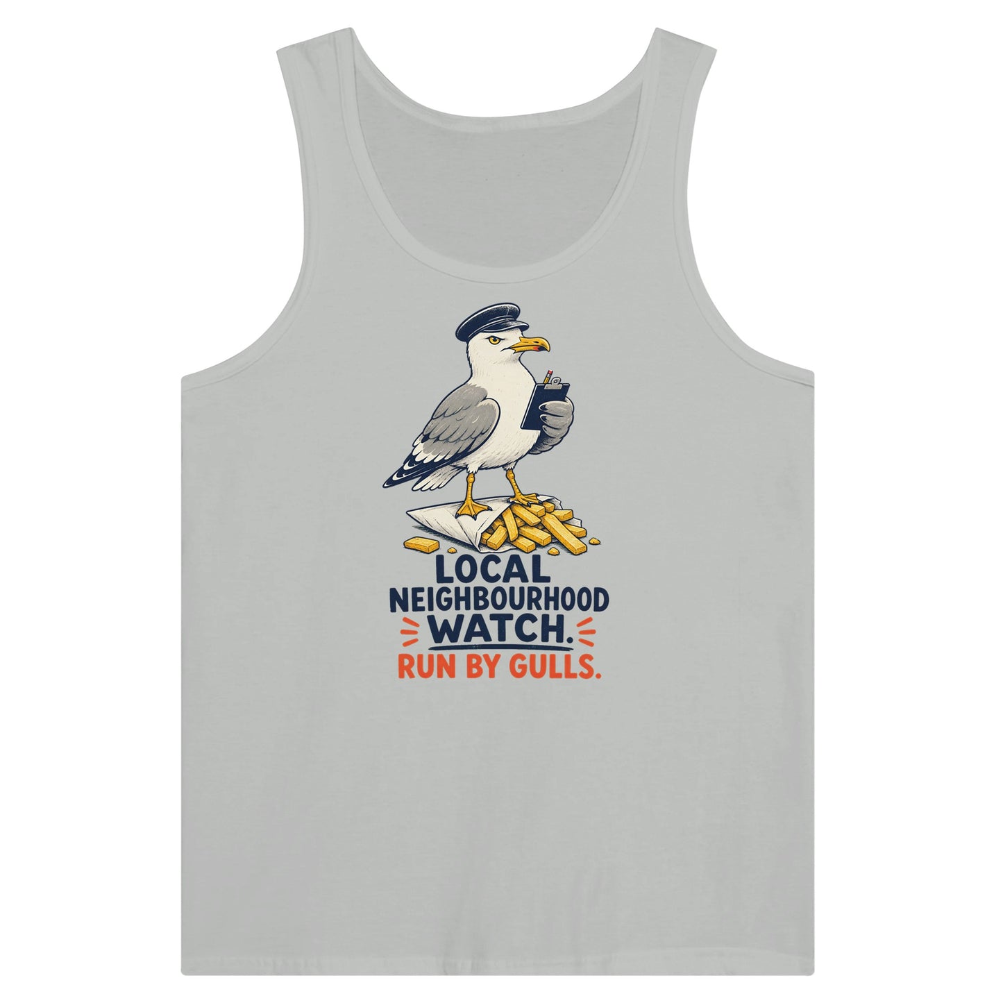 Local Neighbourhood Watch: Run by Gulls Premium Unisex Tank Top — product view 5