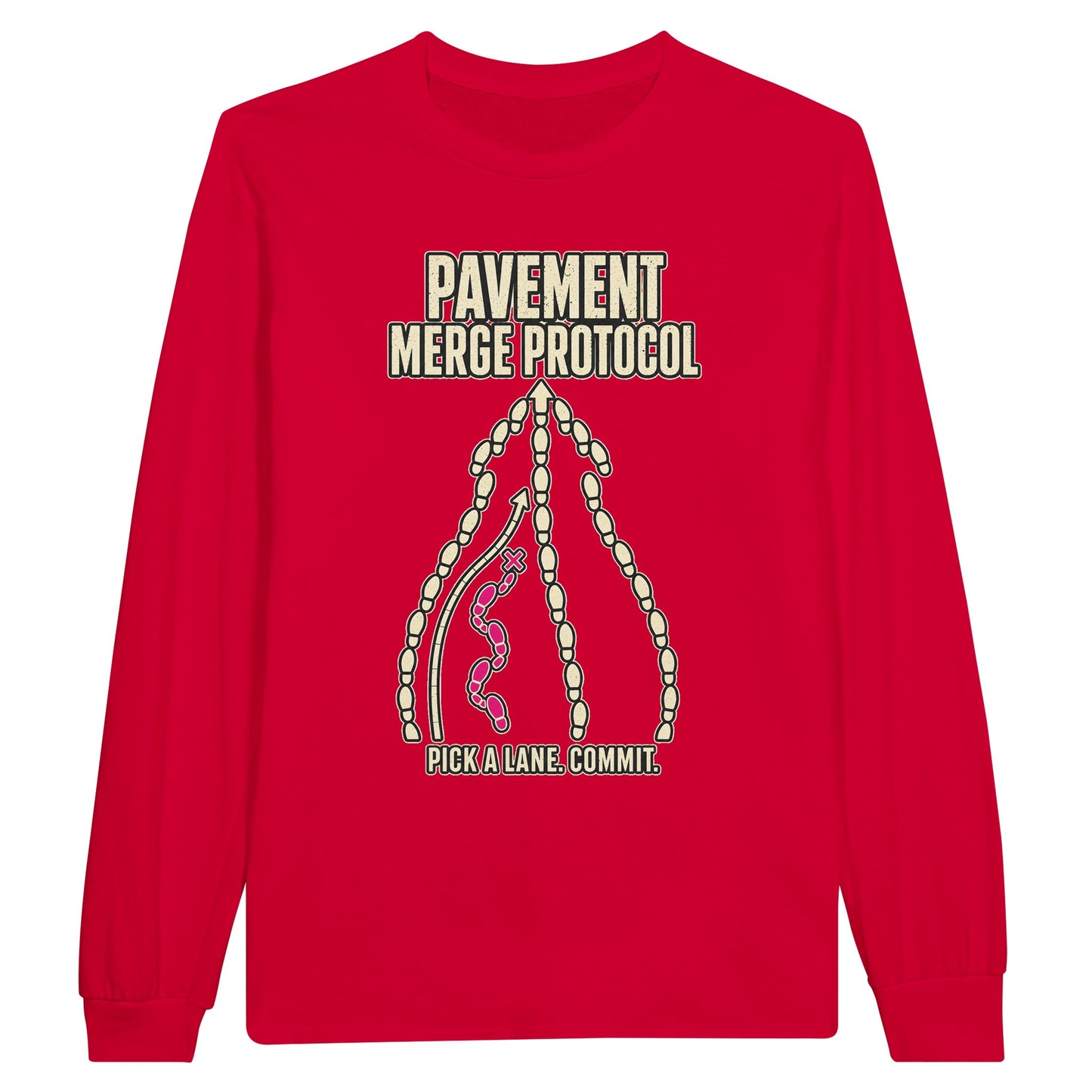 Pavement Merge Protocol — Pick a Lane Long-Sleeve T-shirt — product view 9