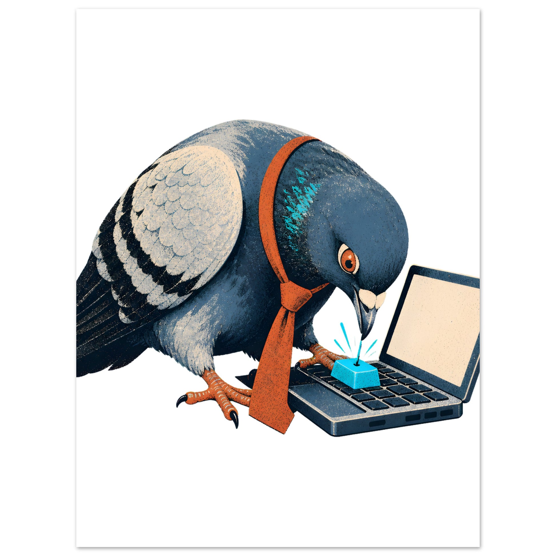 Pigeon Hits Send Aluminium Print — product view 1