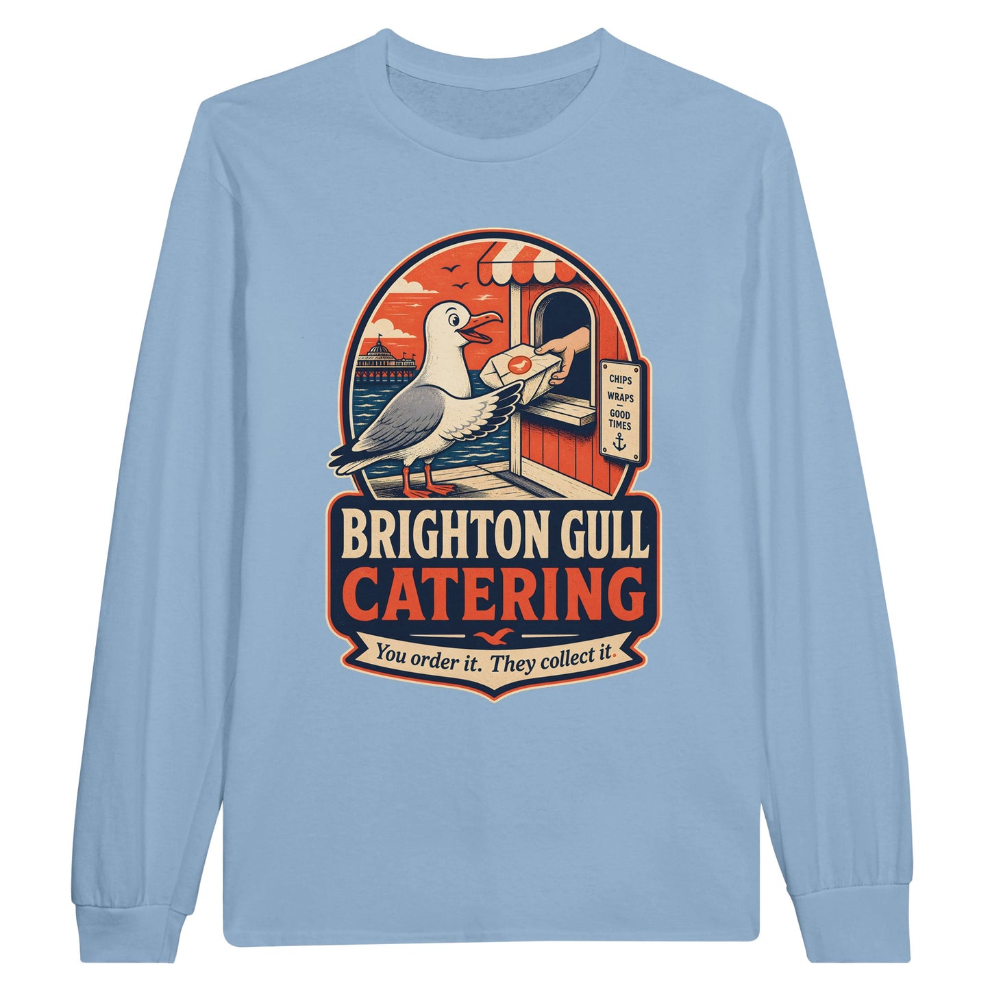 Brighton Gull Catering — Illustrated Long-Sleeve T-shirt — product view 8