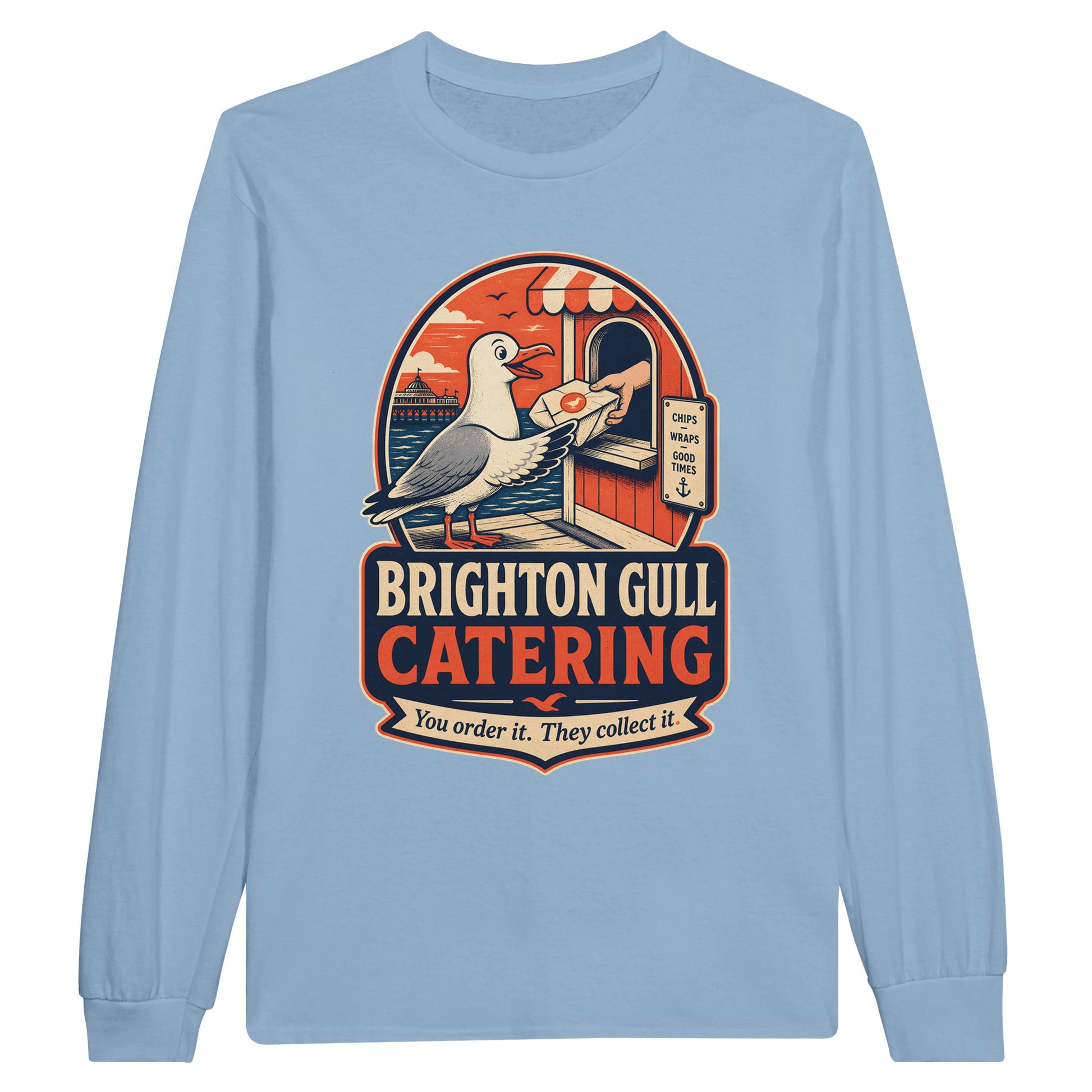 Brighton Gull Catering — Illustrated Long-Sleeve T-shirt — product view 8