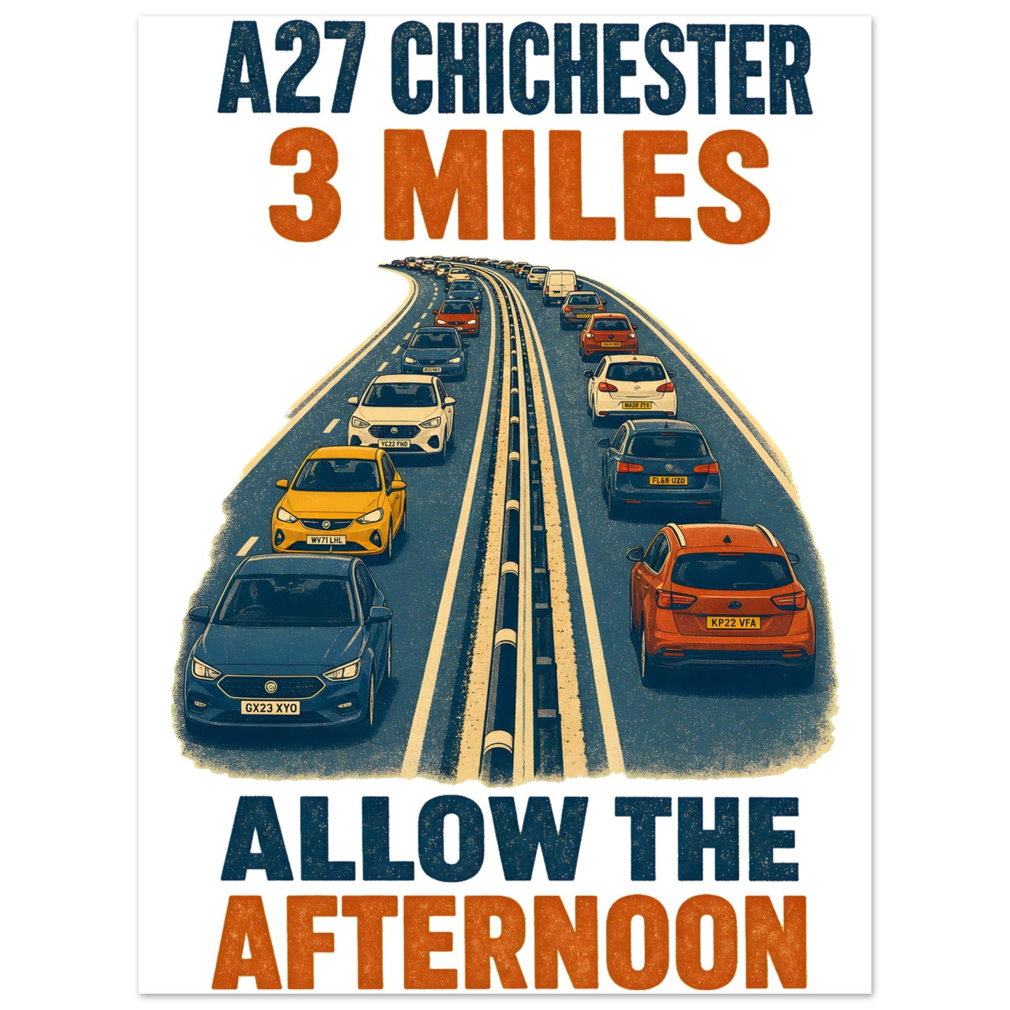 A27 Chichester – 3 Miles, Allow the Afternoon Aluminium Print — product view 1