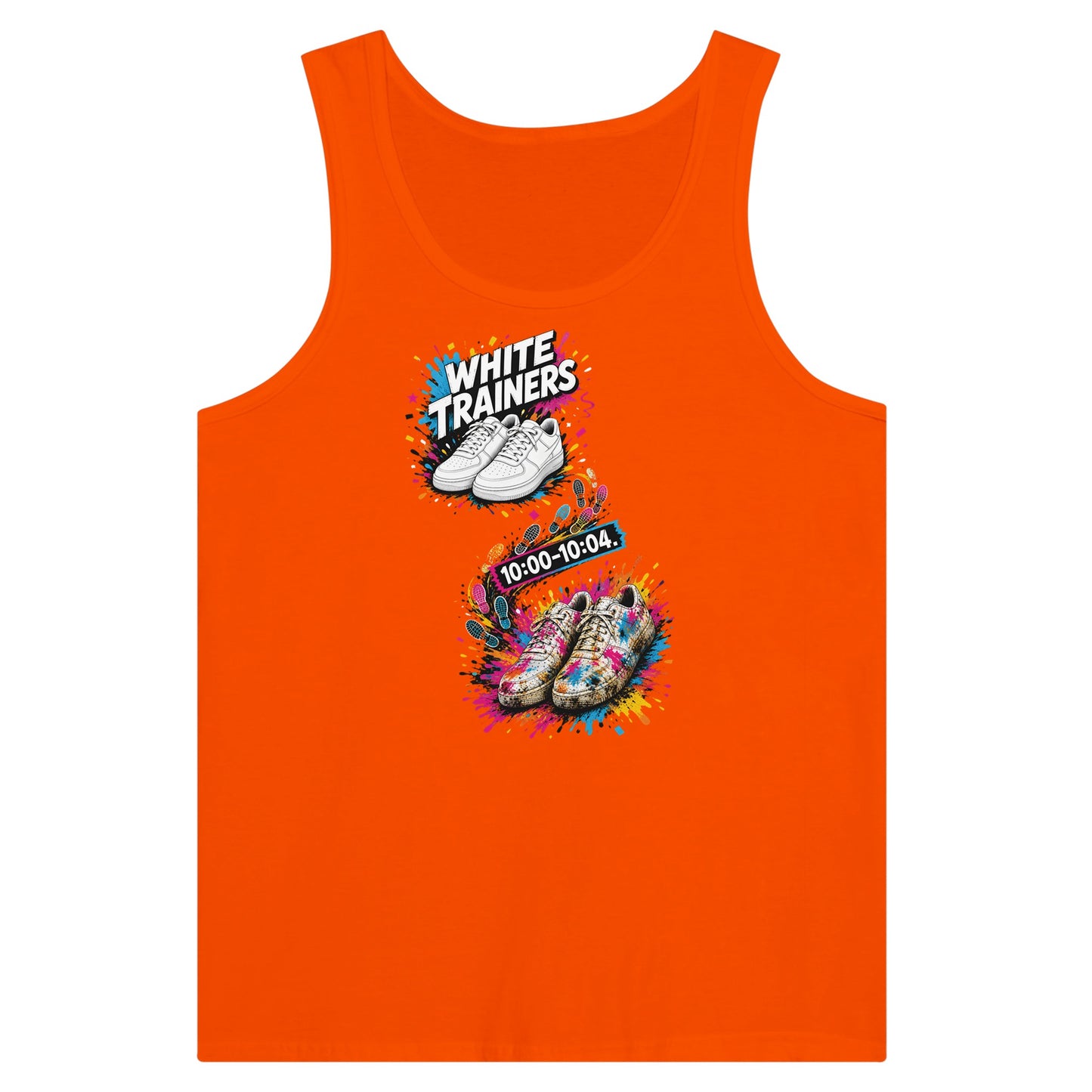 White Trainers: 10:00–10:04 Premium Unisex Tank Top — product view 7