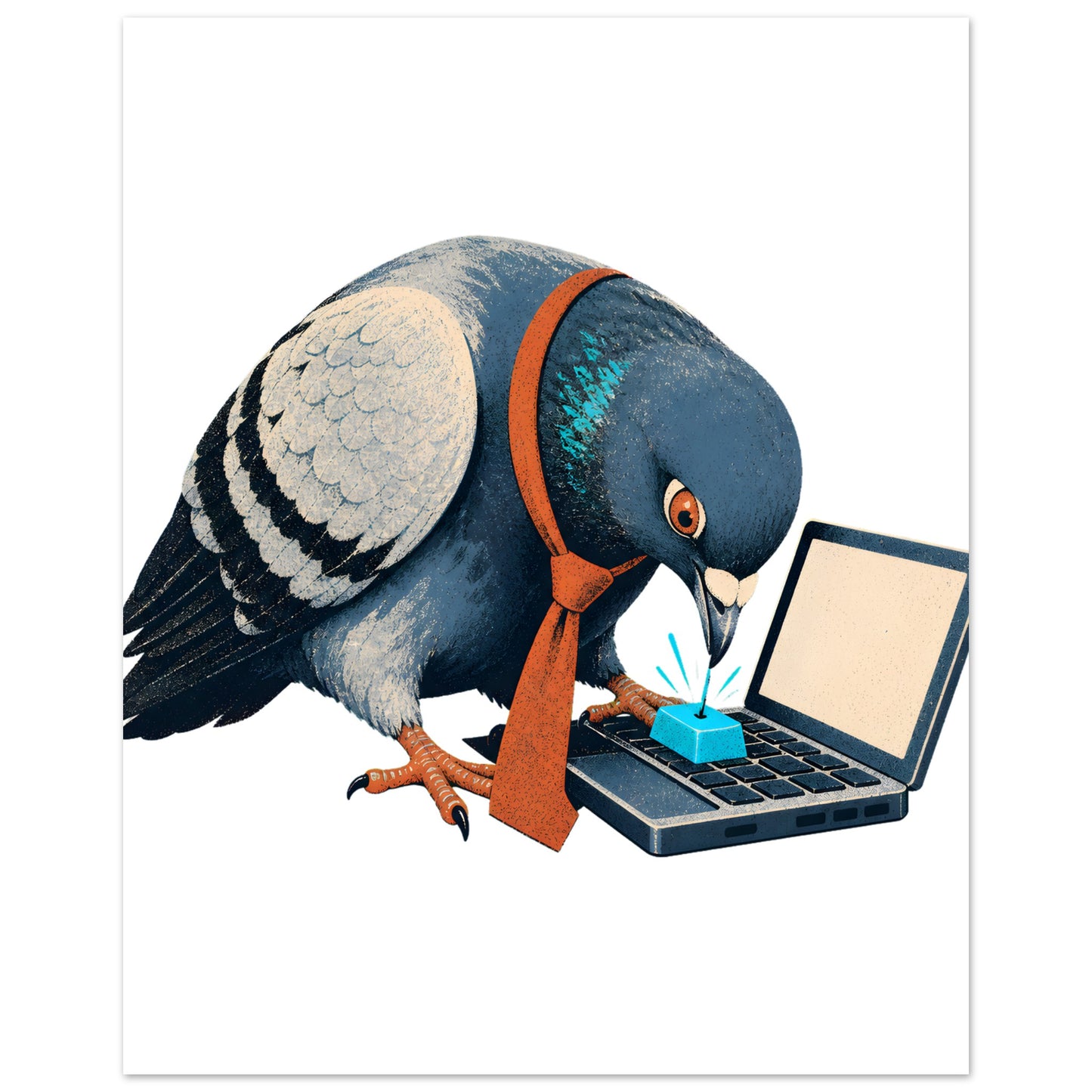 Pigeon Hits Send Aluminium Print — product view 2