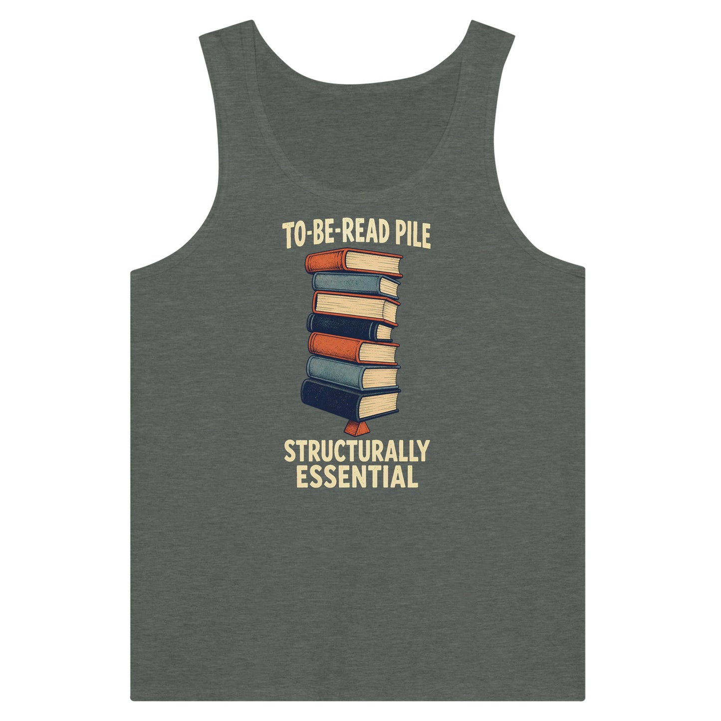 To-Be-Read Pile: Structurally Essential Book Graphic Premium Unisex Tank Top — product view 4