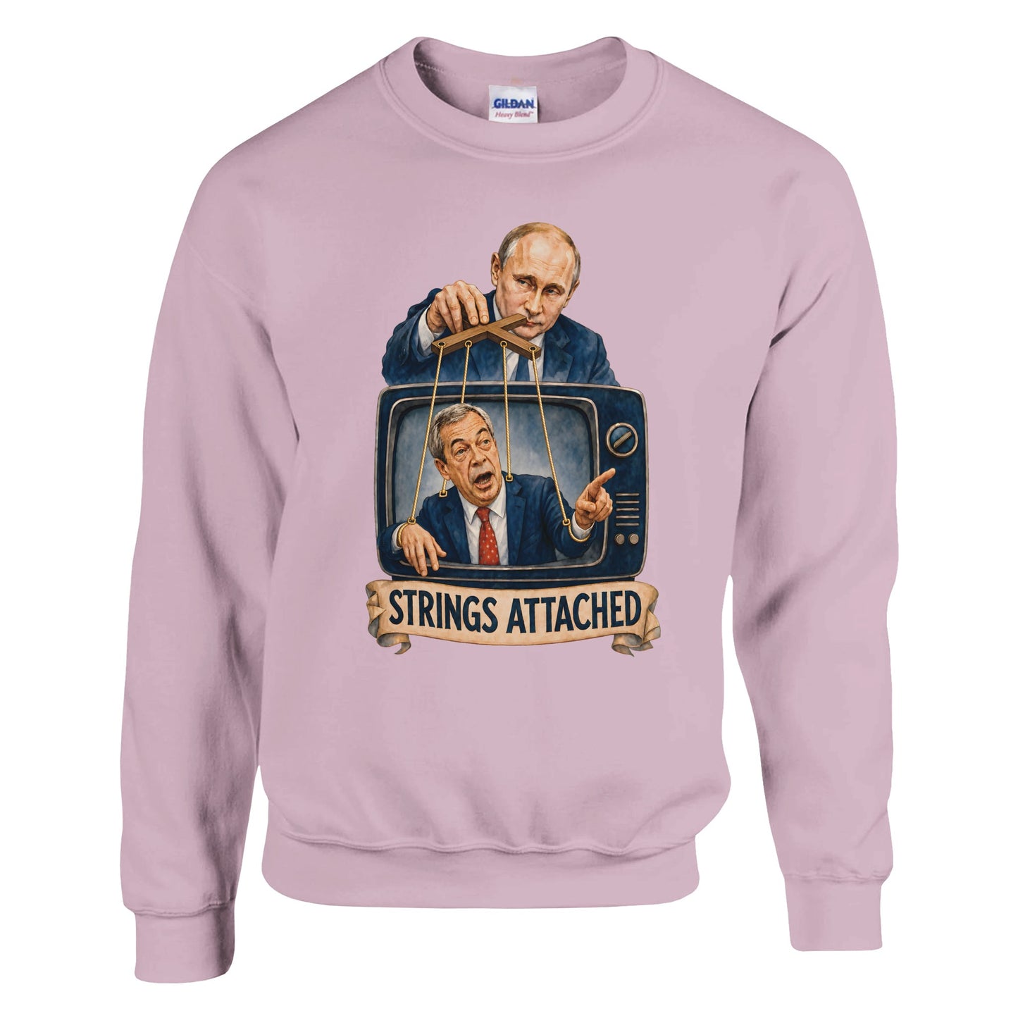 Strings Attached Political Satire Sweatshirt — product view 9