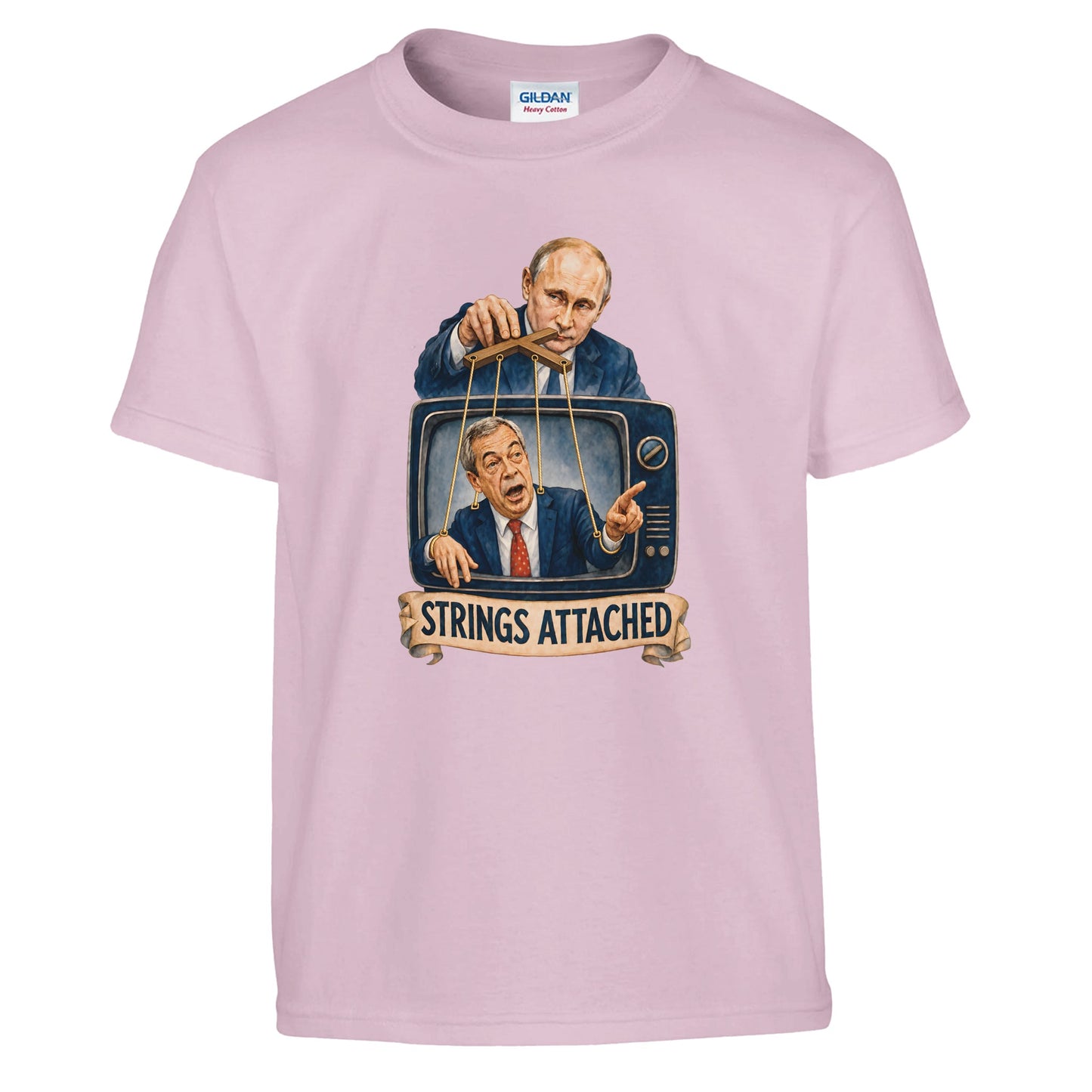 Strings Attached Political Satire Kids' T-shirt — product view 9