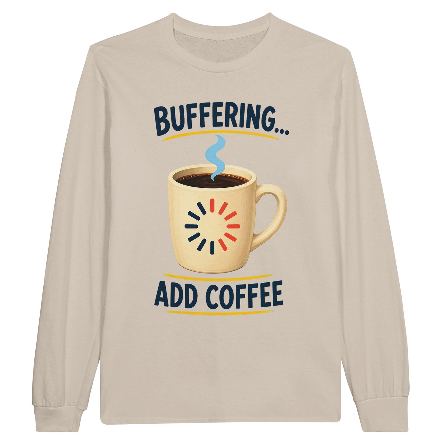 Buffering Brew — Add Coffee Tech Graphic Long-Sleeve T-shirt — product view 3