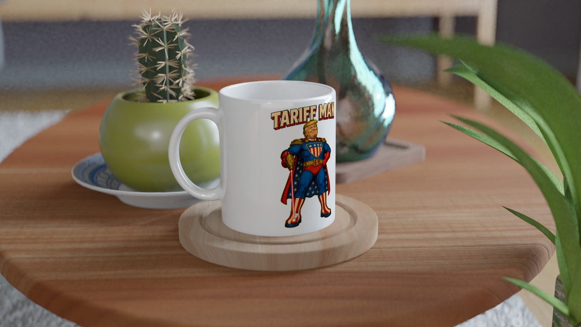 Tariff Man – Self-Shot Satire Mug — product view 3