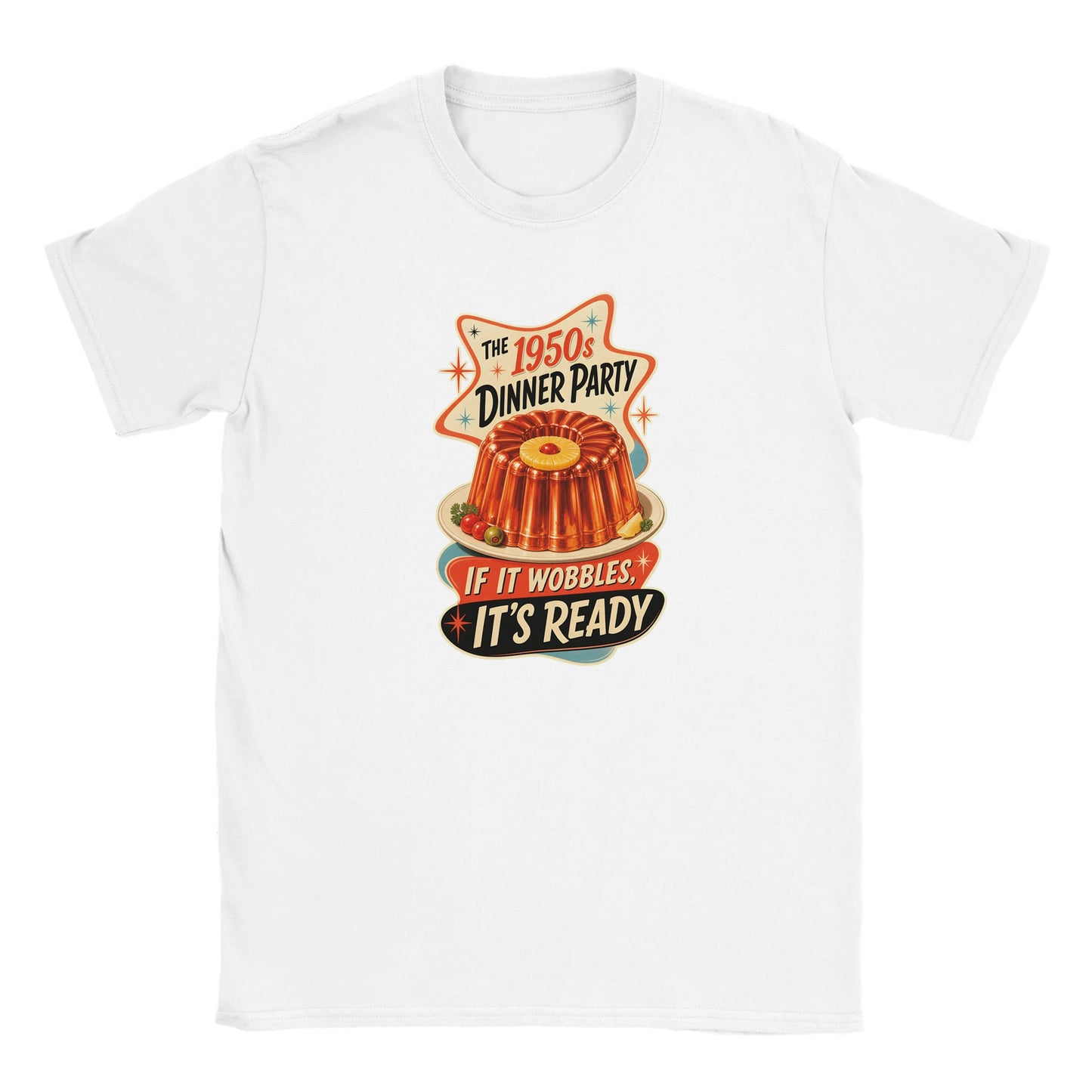 The 1950s Dinner Party — If It Wobbles, It's Ready Kids' T-shirt — product view 15