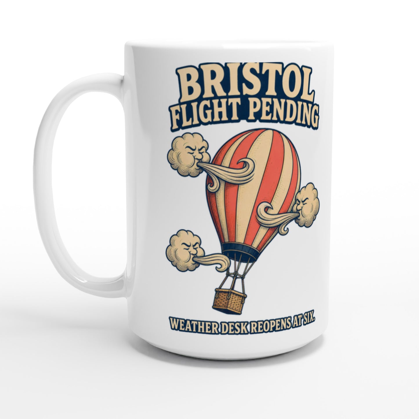 Bristol Flight Pending – Weather Desk Large Mug — product view 1