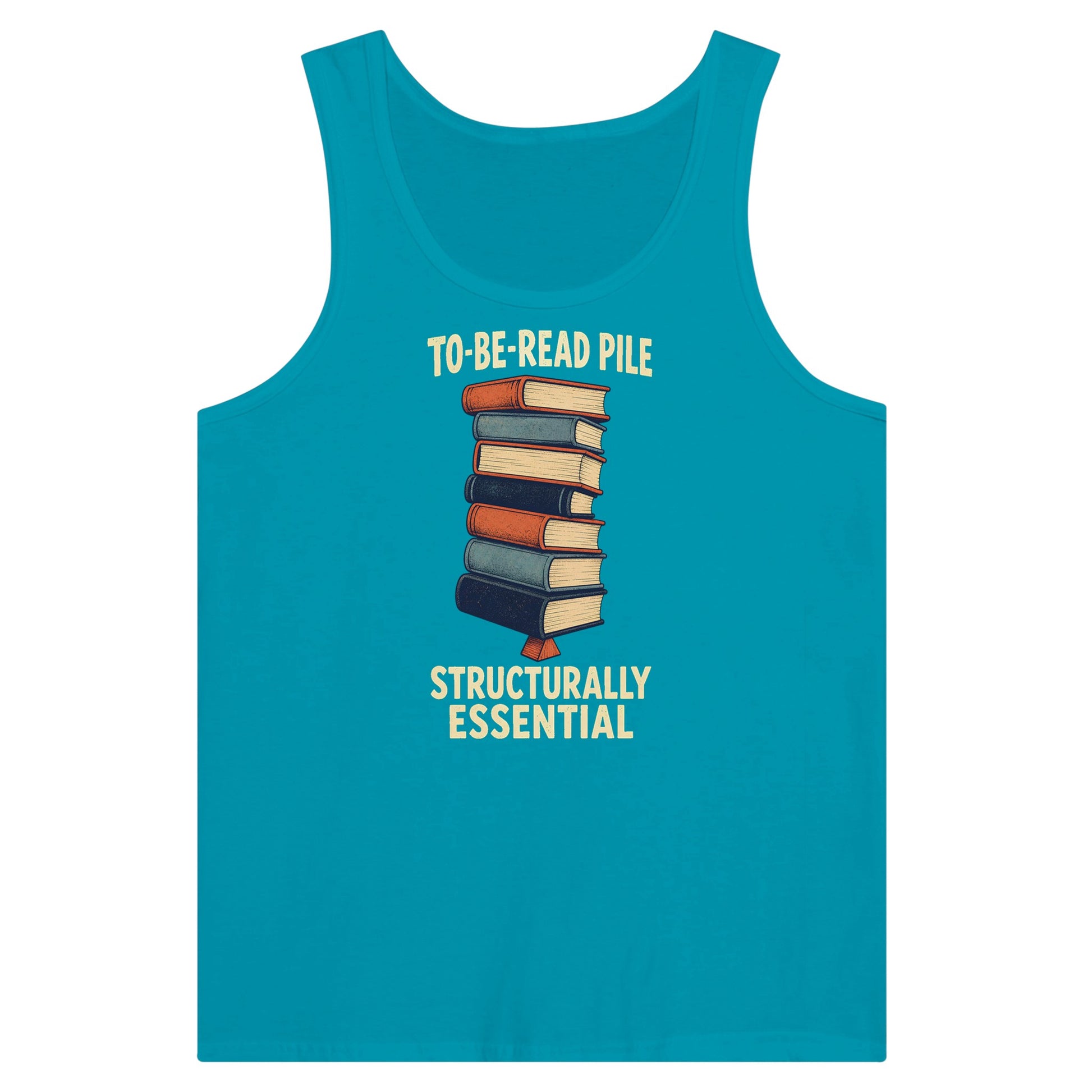 To-Be-Read Pile: Structurally Essential Book Graphic Premium Unisex Tank Top — product view 2