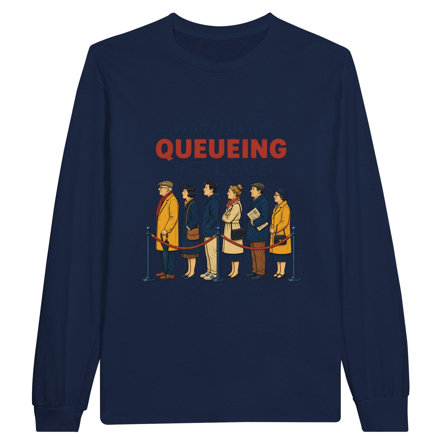 National Queueing Reserve – British Queue Graphic Long-Sleeve T-shirt — product view 11