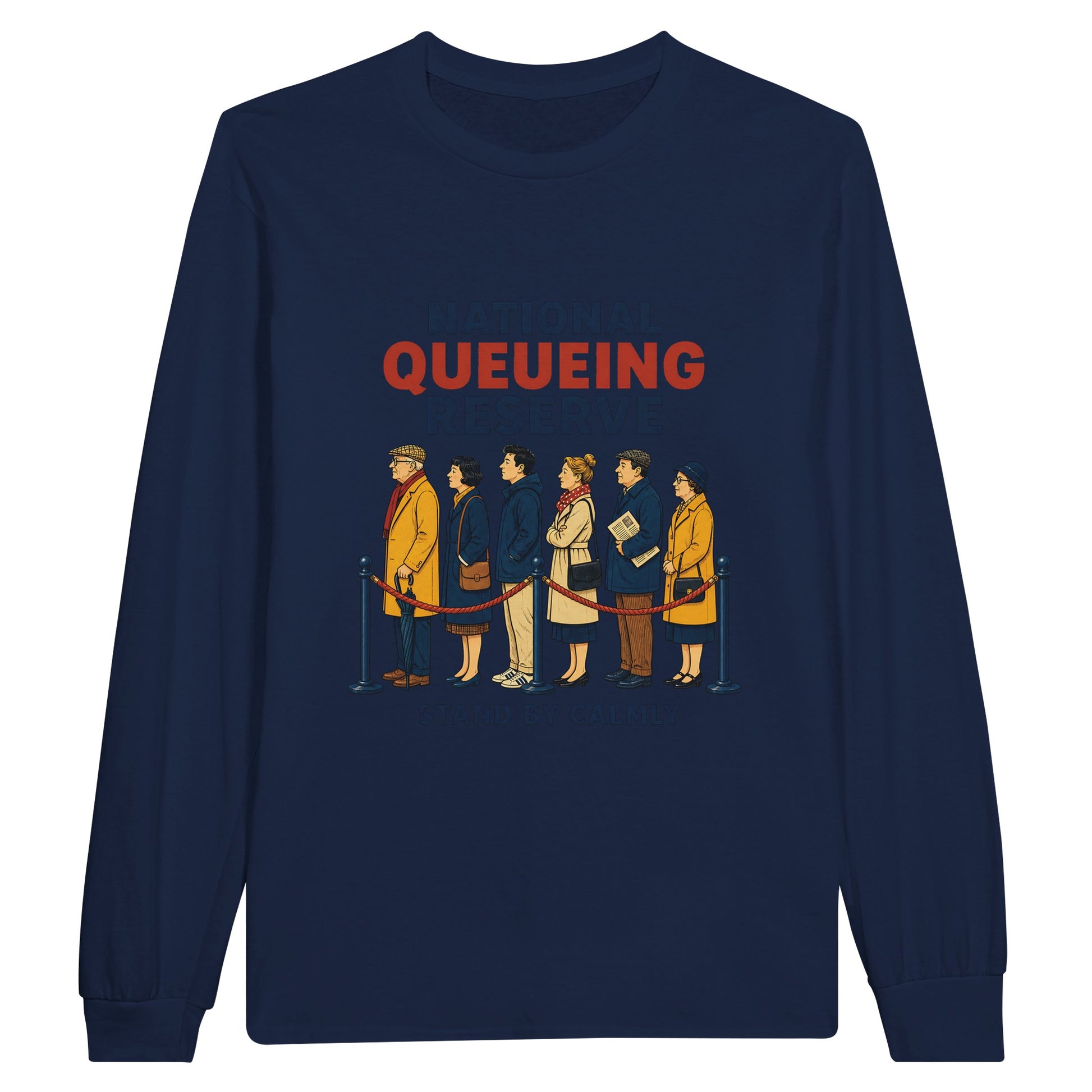 National Queueing Reserve – British Queue Graphic Long-Sleeve T-shirt — product view 11