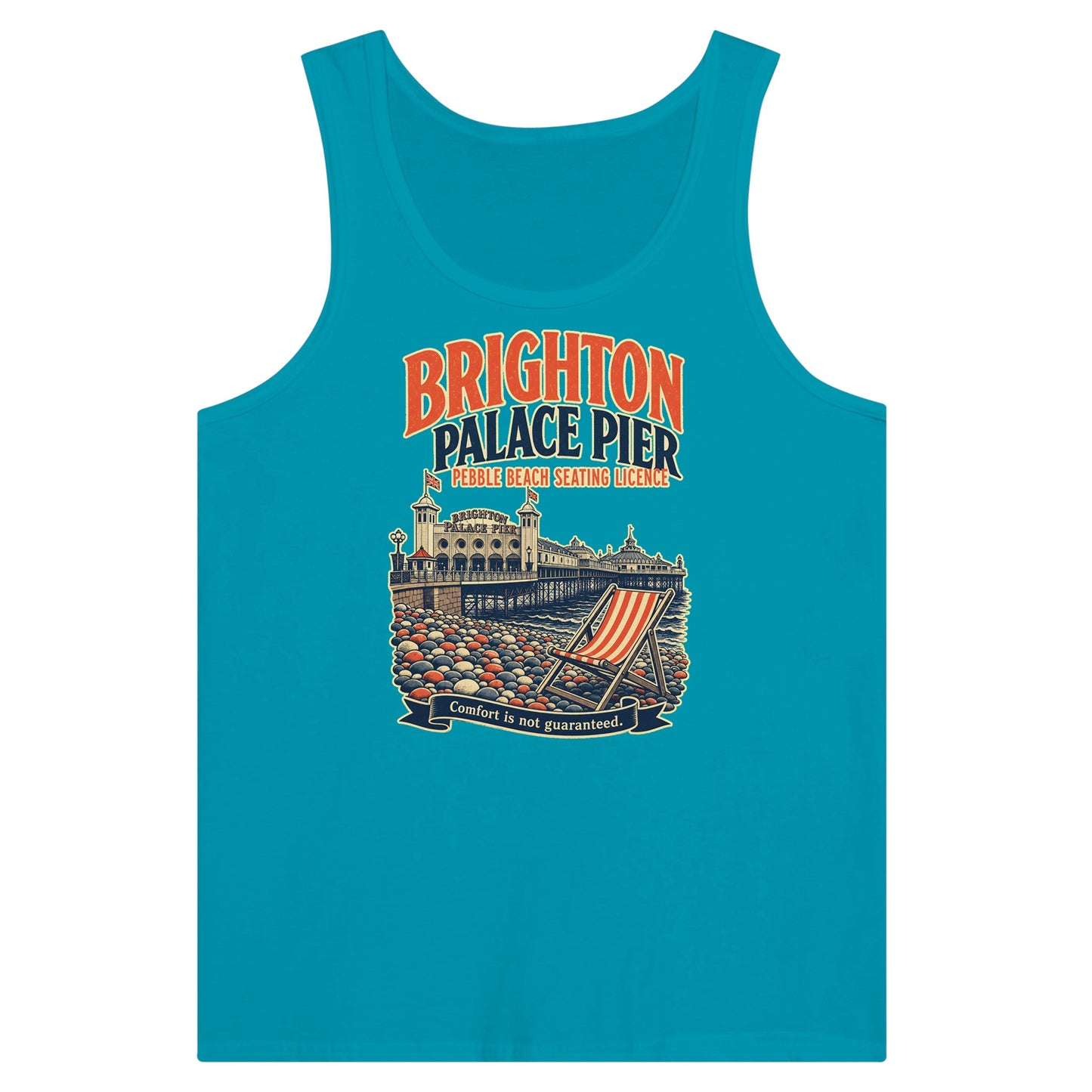 Brighton Pebble Beach Seating Licence Premium Unisex Tank Top — product view 2