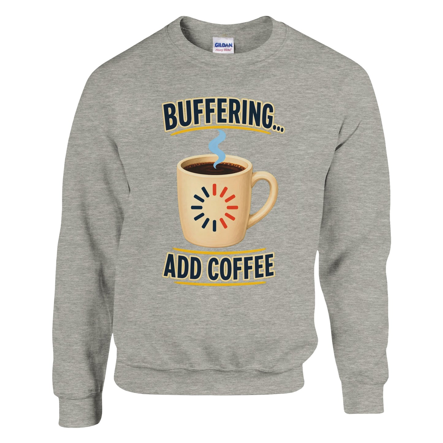 Buffering... Add Coffee — Outlined Loading Mug Graphic Sweatshirt — product view 4