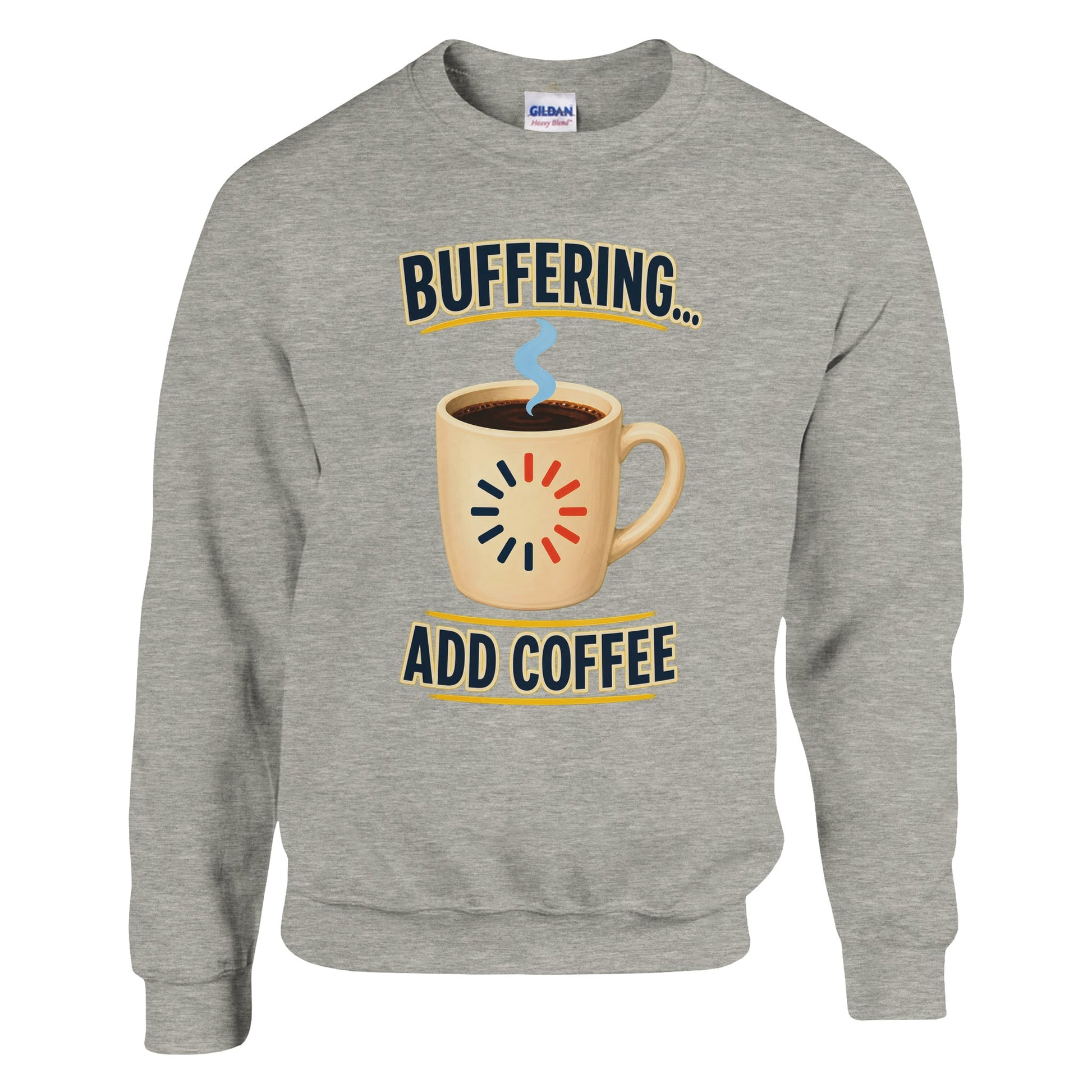 Buffering... Add Coffee — Outlined Loading Mug Graphic Sweatshirt — product view 4
