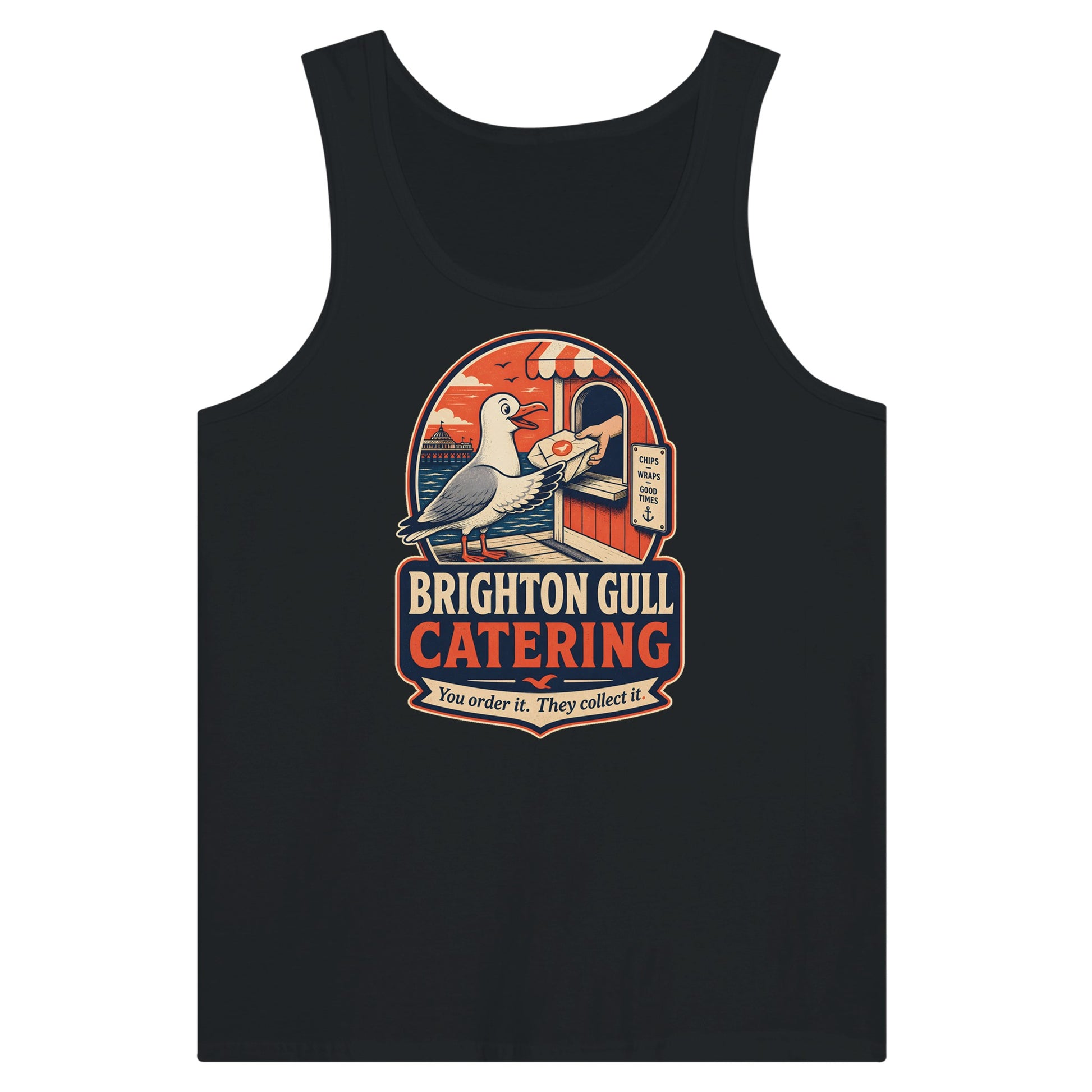 Brighton Gull Catering — Illustrated Premium Unisex Tank Top — product view 8