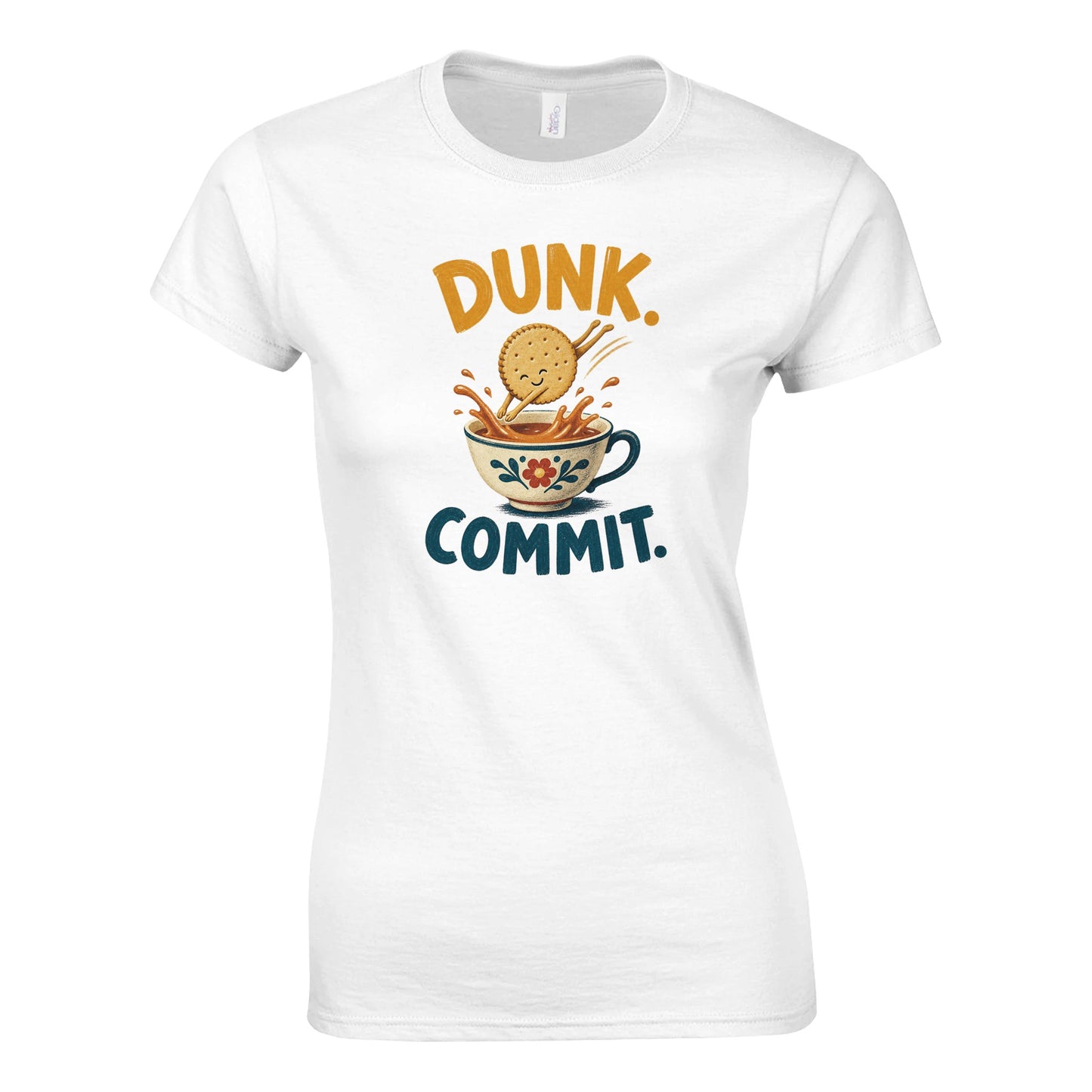 Dunk. Commit. Tea Biscuit Graphic Women's T-shirt — product view 1