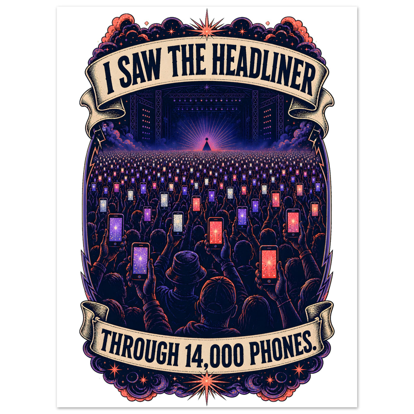 The Headliner Through 14,000 Phones Aluminium Print