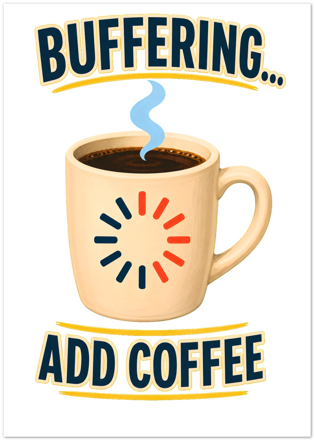 Buffering... Add Coffee — Outlined Loading Mug Graphic Greeting Card Pack — product view 1