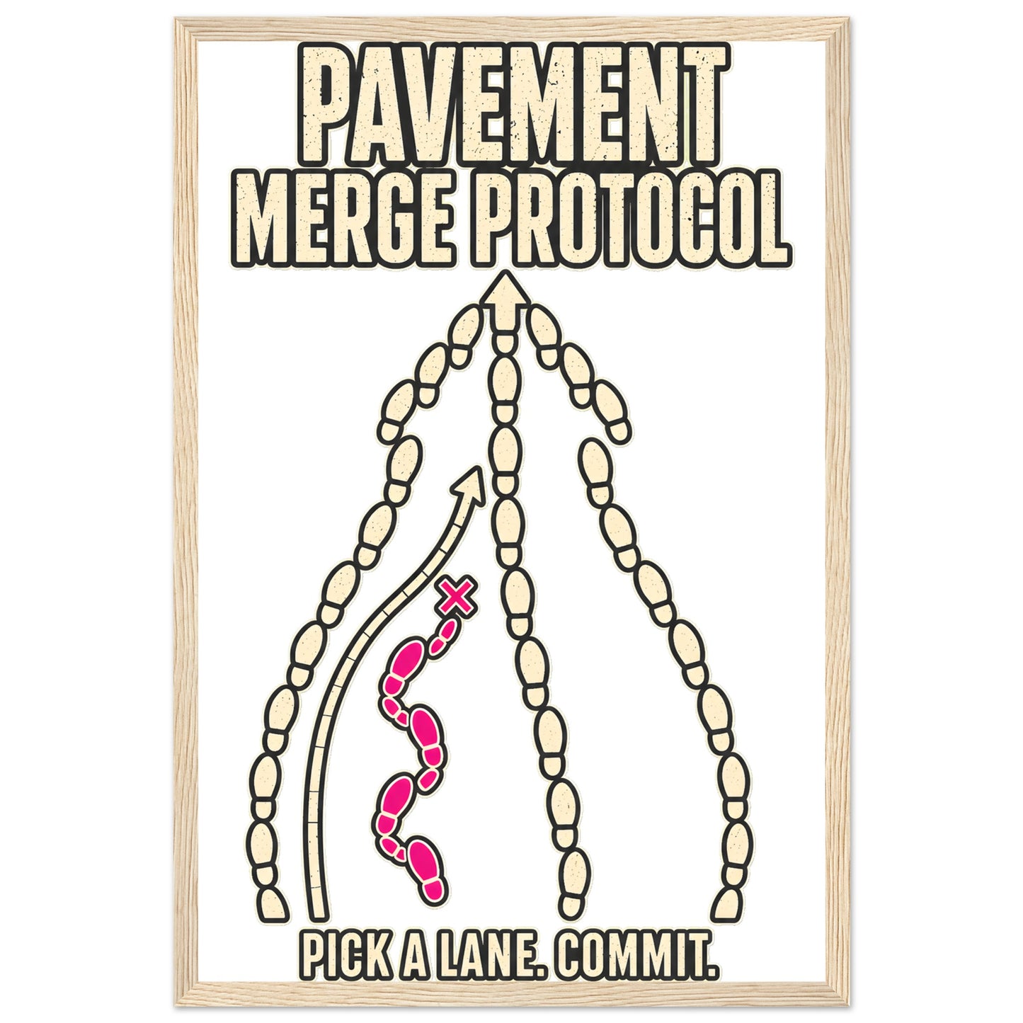 Pavement Merge Protocol — Pick a Lane Framed Wall Art — product view 3