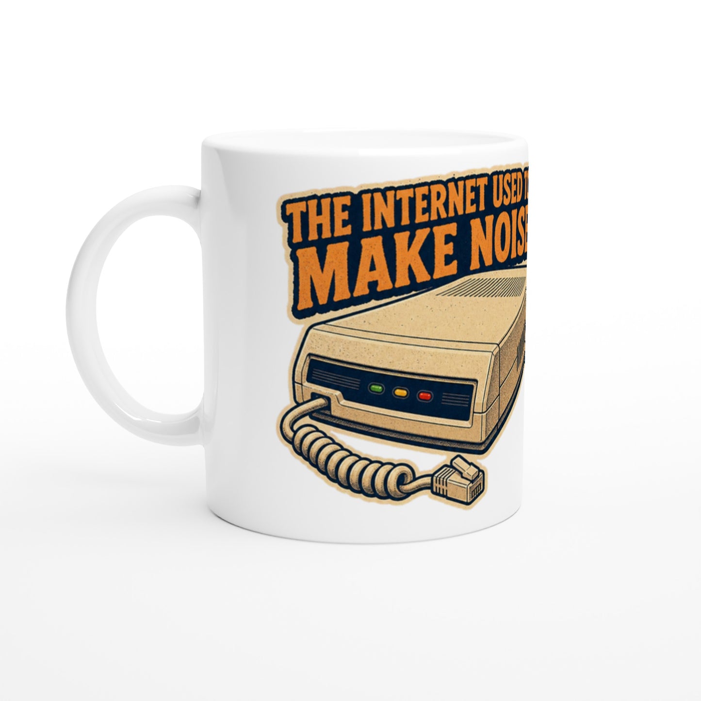 The Internet Used to Make Noise Retro Tech Graphic Mug — product view 2