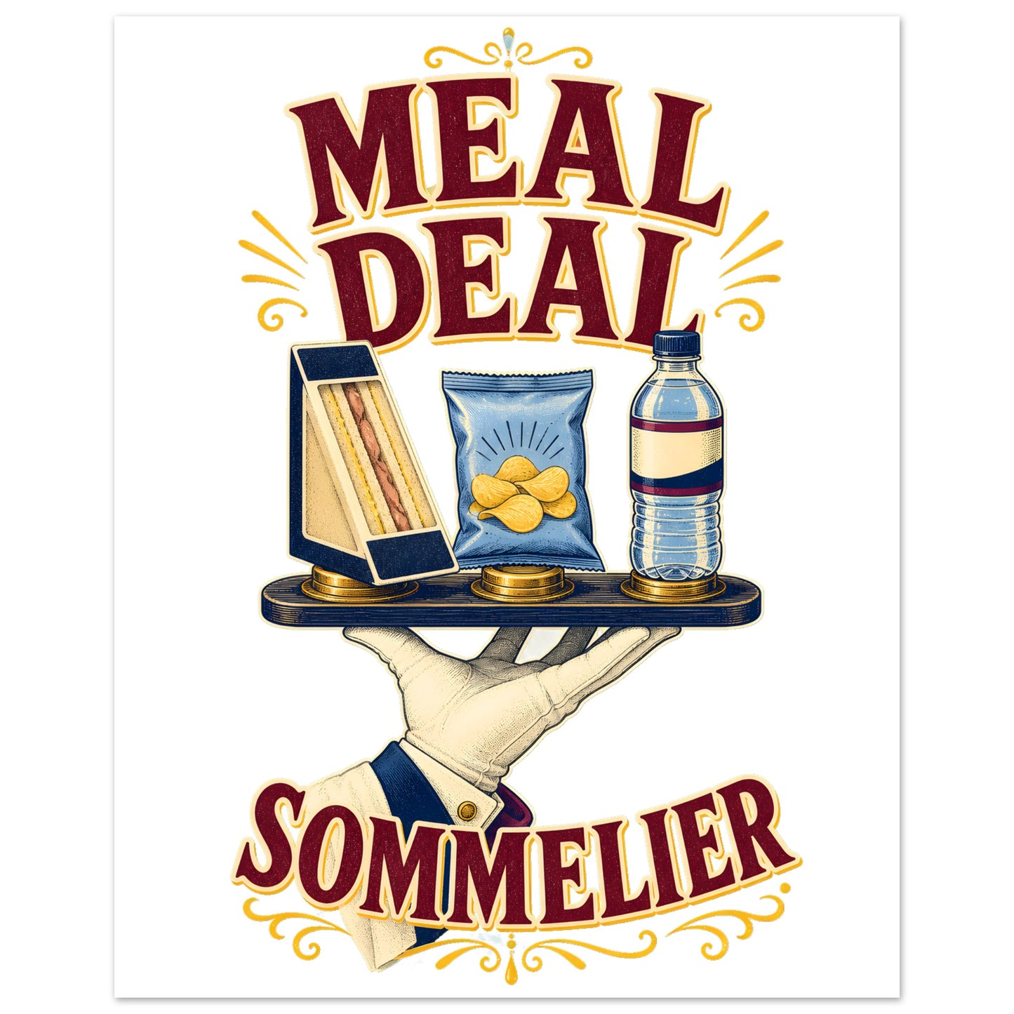 Meal Deal Sommelier British Lunch Design Aluminium Print — product view 2