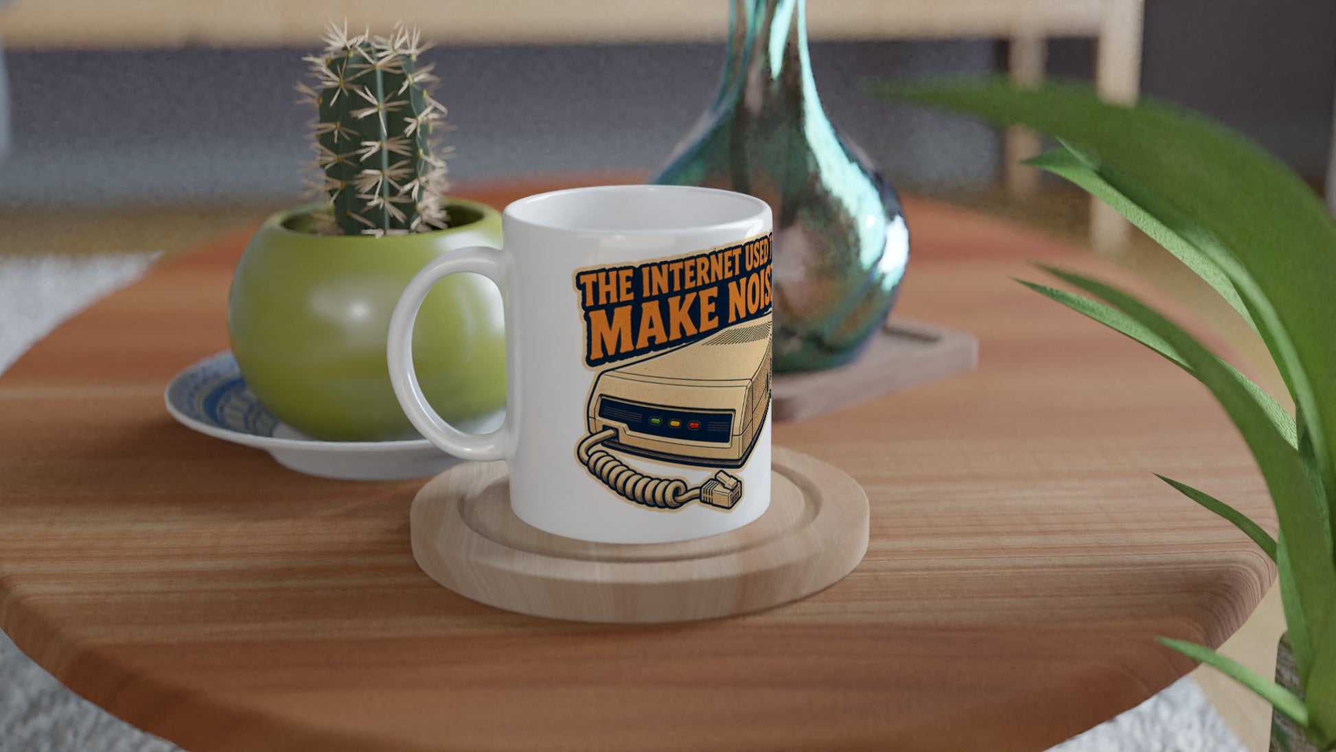 The Internet Used to Make Noise Retro Tech Graphic Mug — product view 2