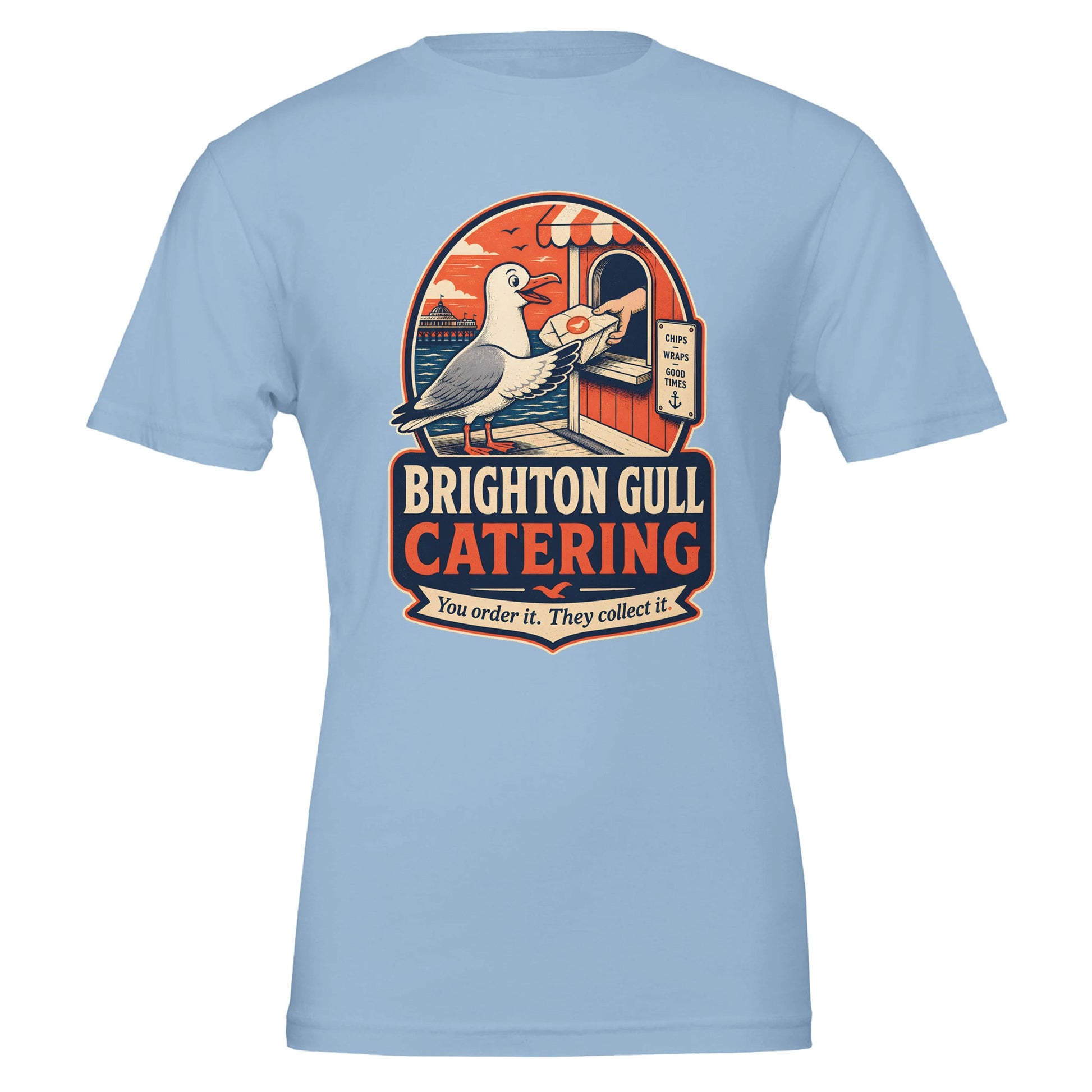 Brighton Gull Catering T-shirt — Illustrated — product view 2