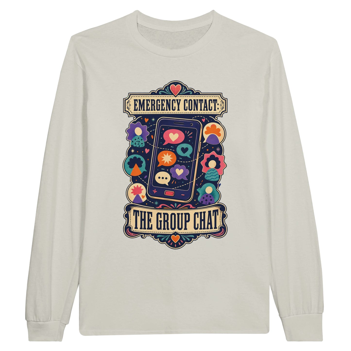 Emergency Contact — The Group Chat Long-Sleeve T-shirt — product view 4