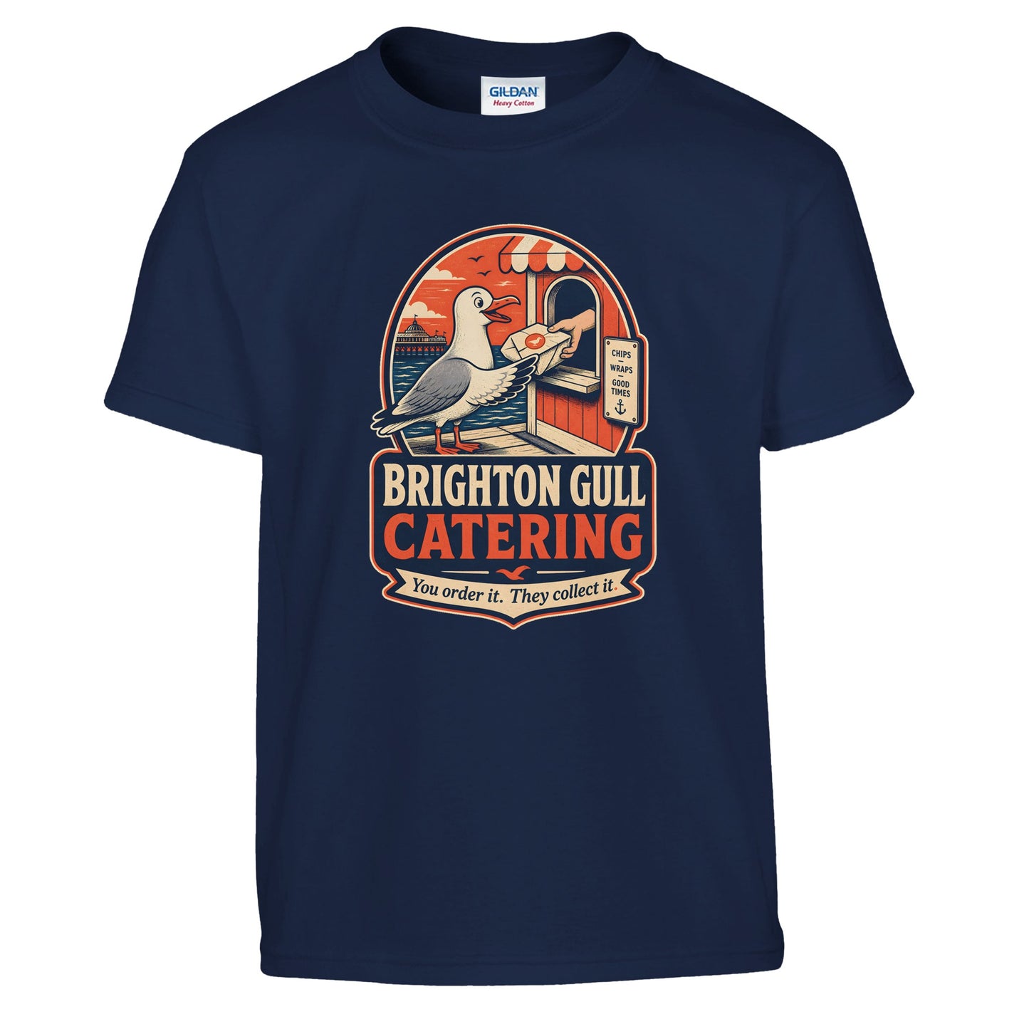 Brighton Gull Catering — Illustrated Kids' T-shirt — product view 7