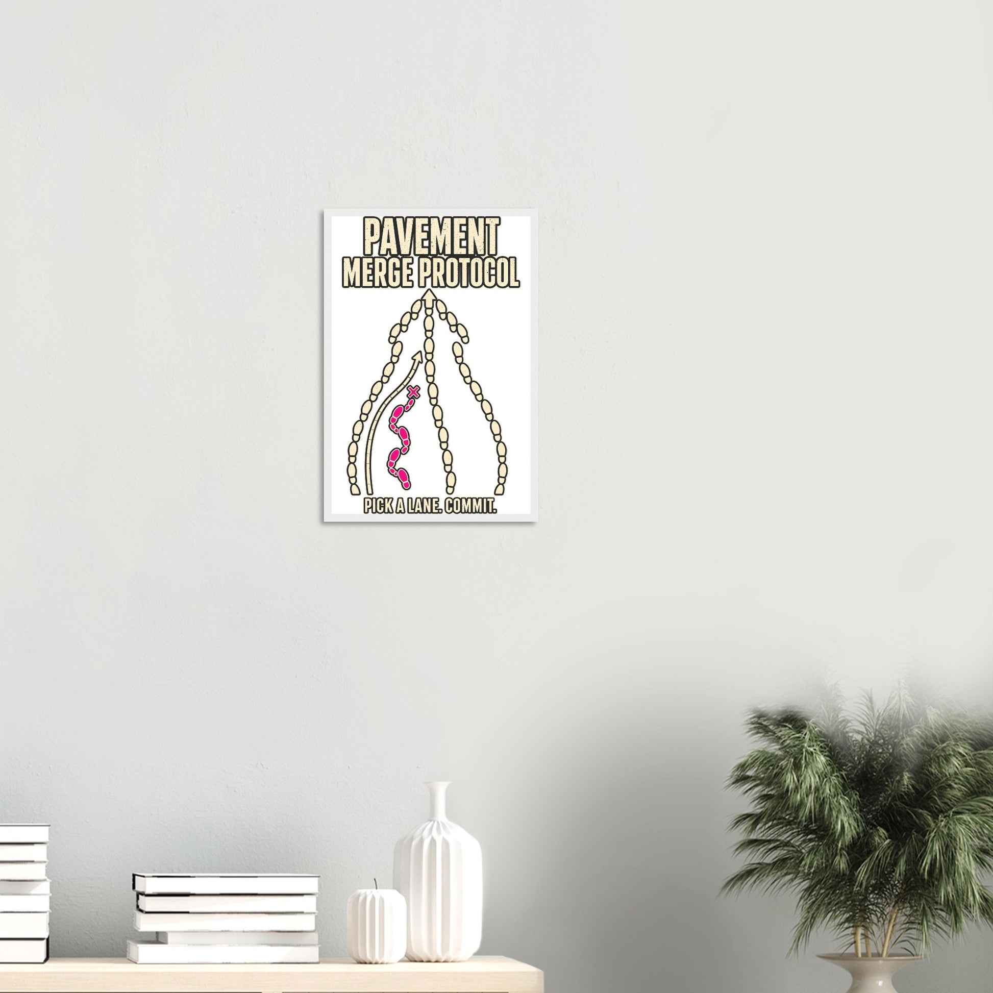 Pavement Merge Protocol — Pick a Lane Framed Wall Art — product view 11